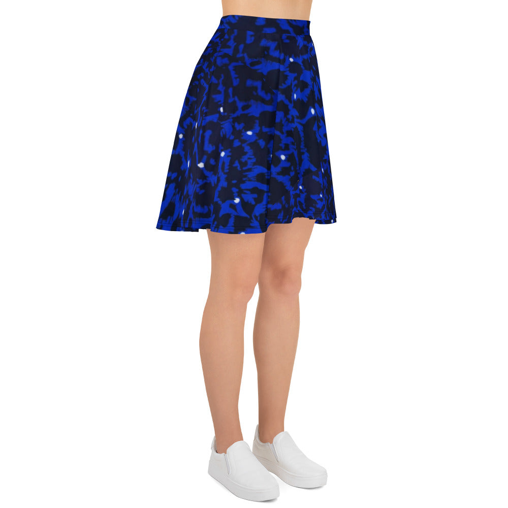 Blue Leopard Skater Skirt