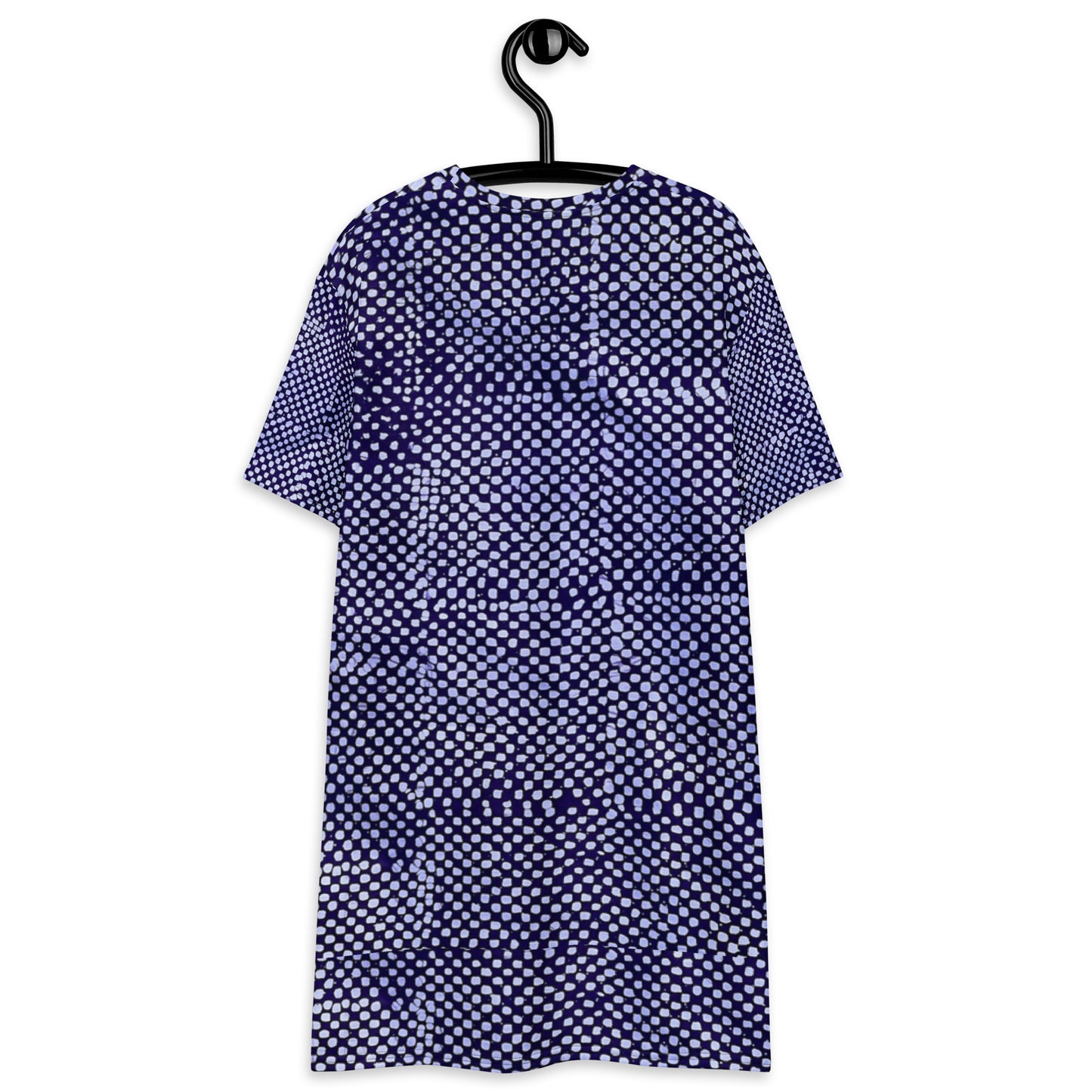 Purple And White Polka Dots Adire T-shirt Dress