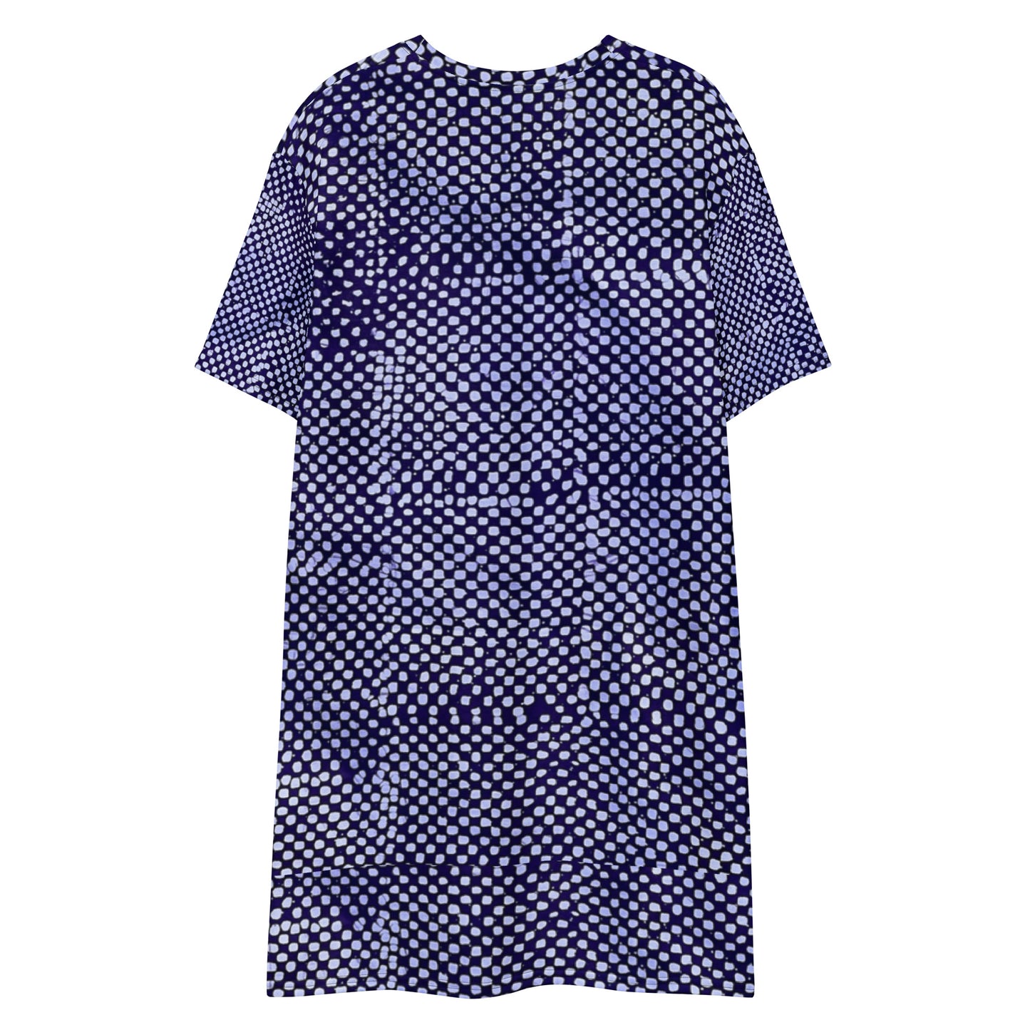 Purple And White Polka Dots Adire T-shirt Dress