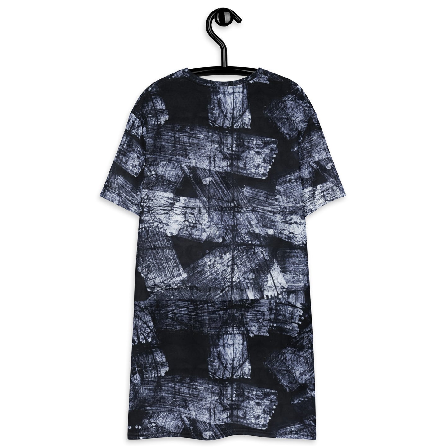 Dark Blue And White African Fabric T-shirt Dress