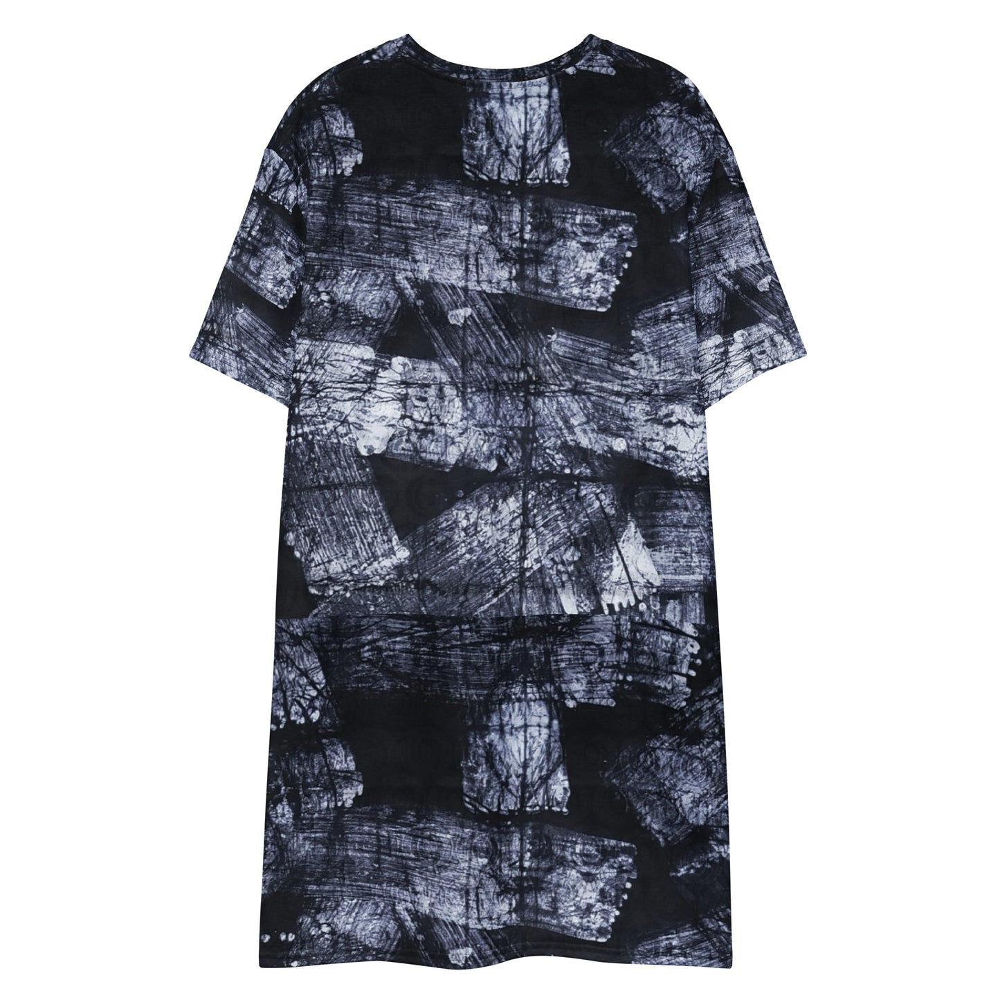 Dark Blue And White African Fabric T-shirt Dress