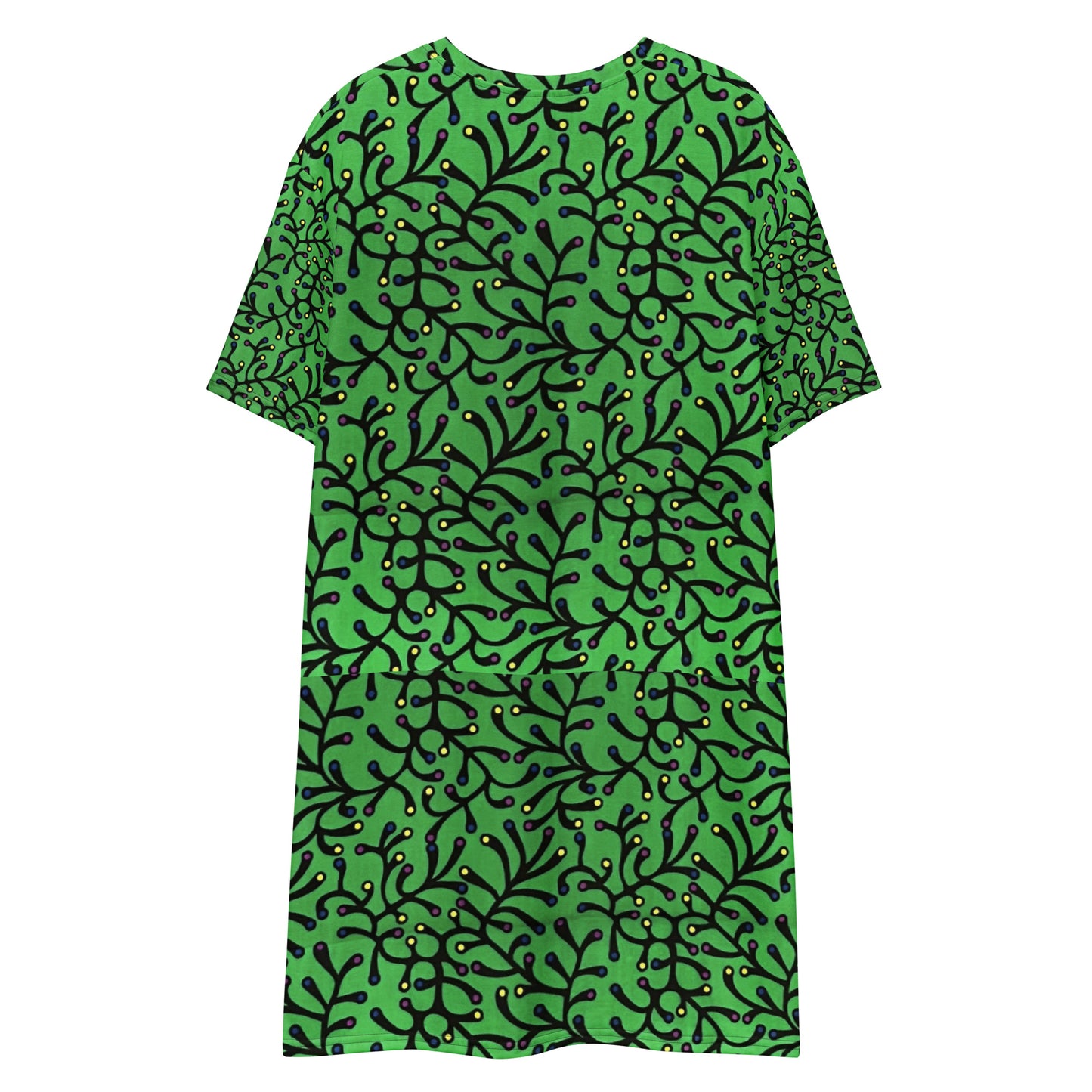 Vibrant Green And Yellow Polka Dots African Print Ankara T-shirt dress