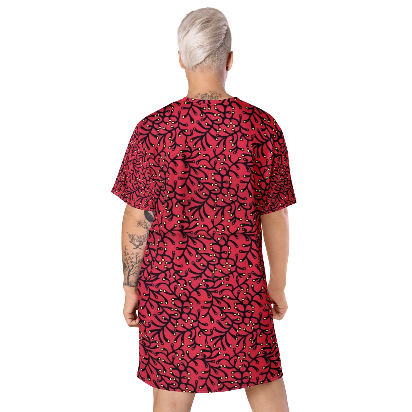 Red Yellow Polka Dots African Print Ankara T-shirt dress