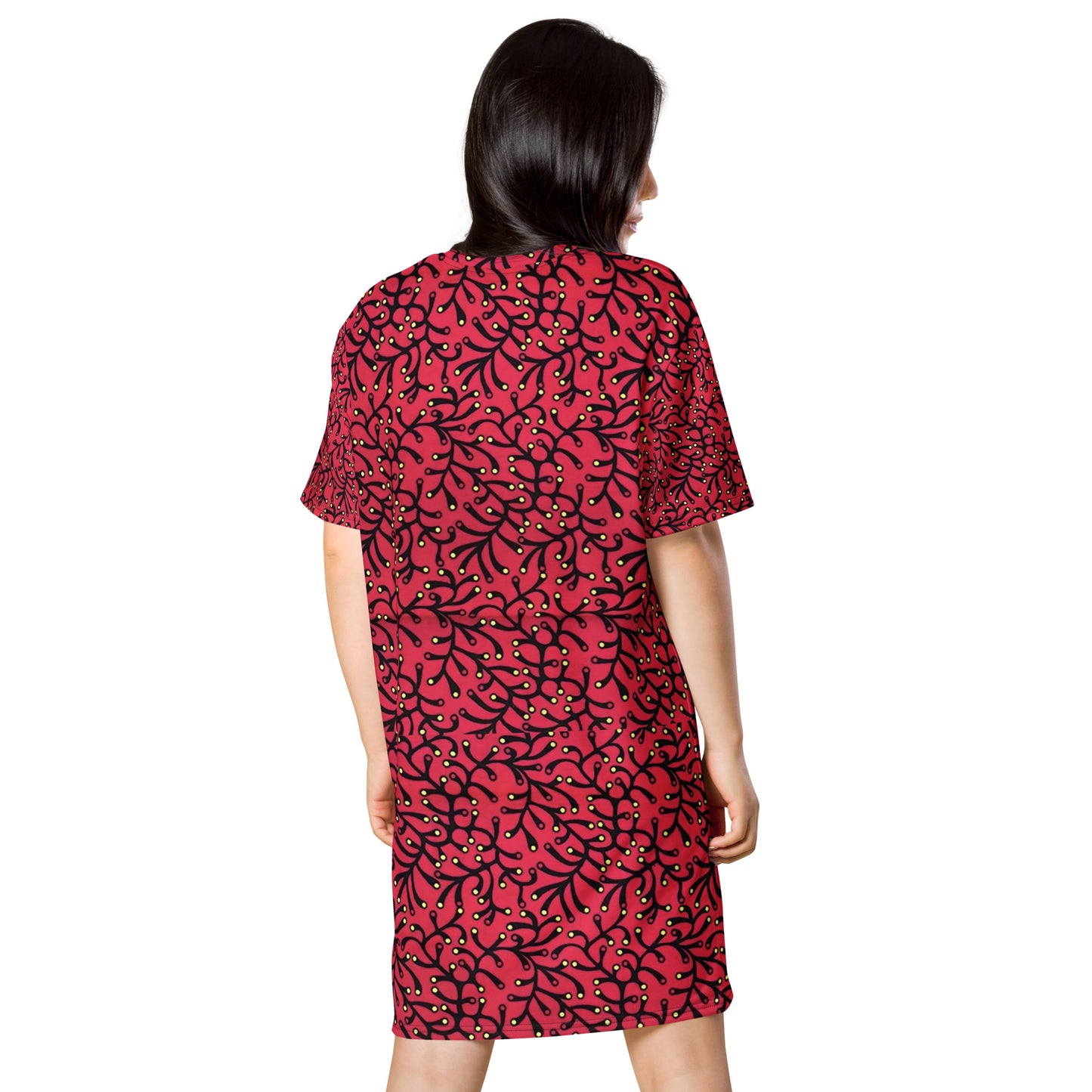 Red Yellow Polka Dots African Print Ankara T-shirt dress