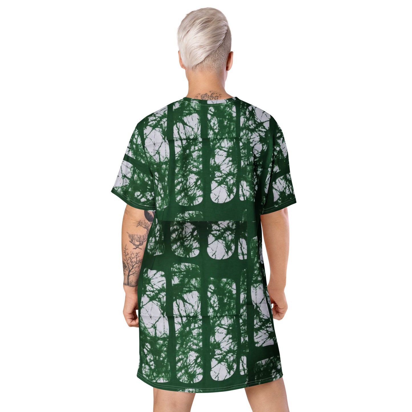 Green Adire T-shirt Dress