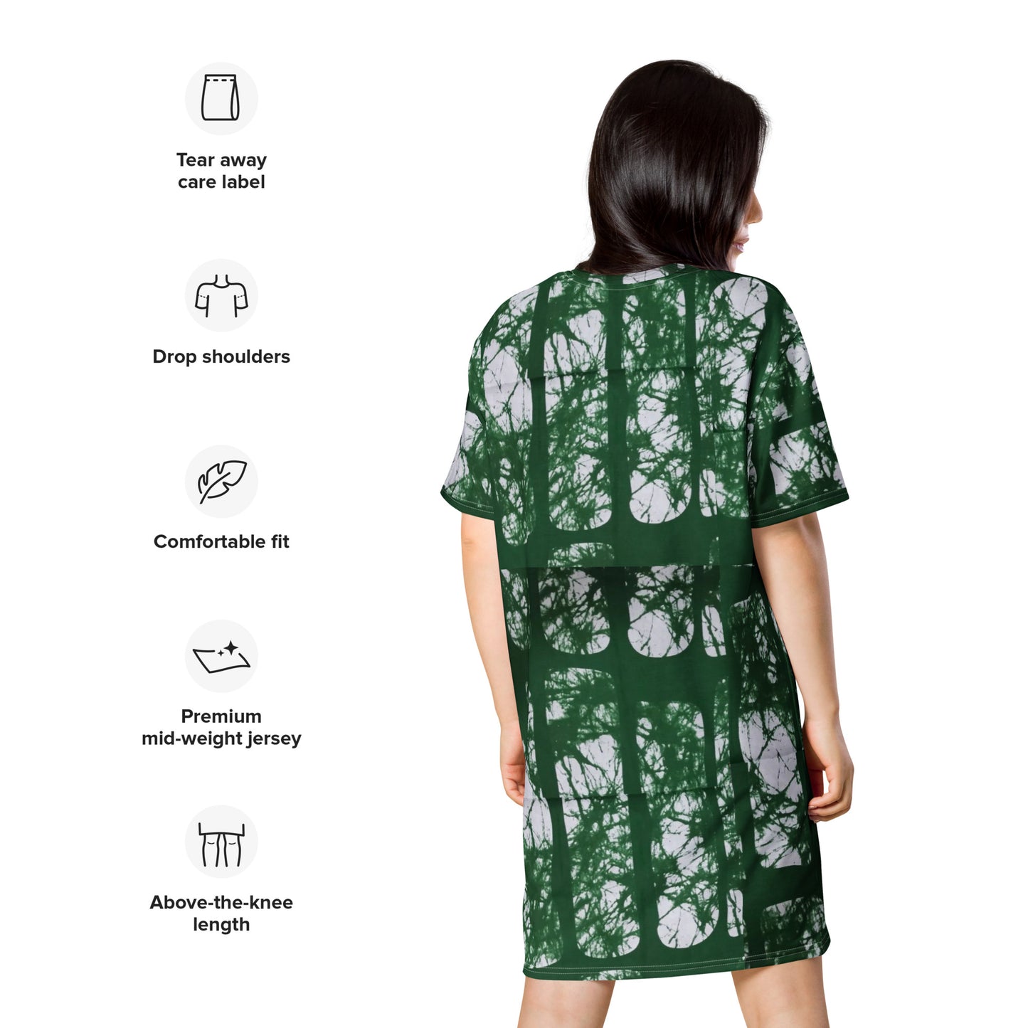 Green Adire T-shirt Dress