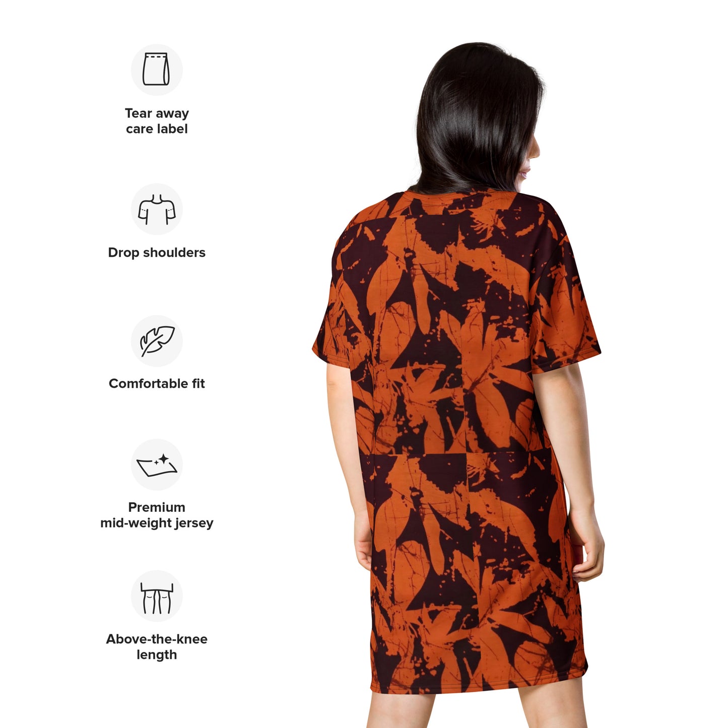 Orange Adire T-shirt Dress