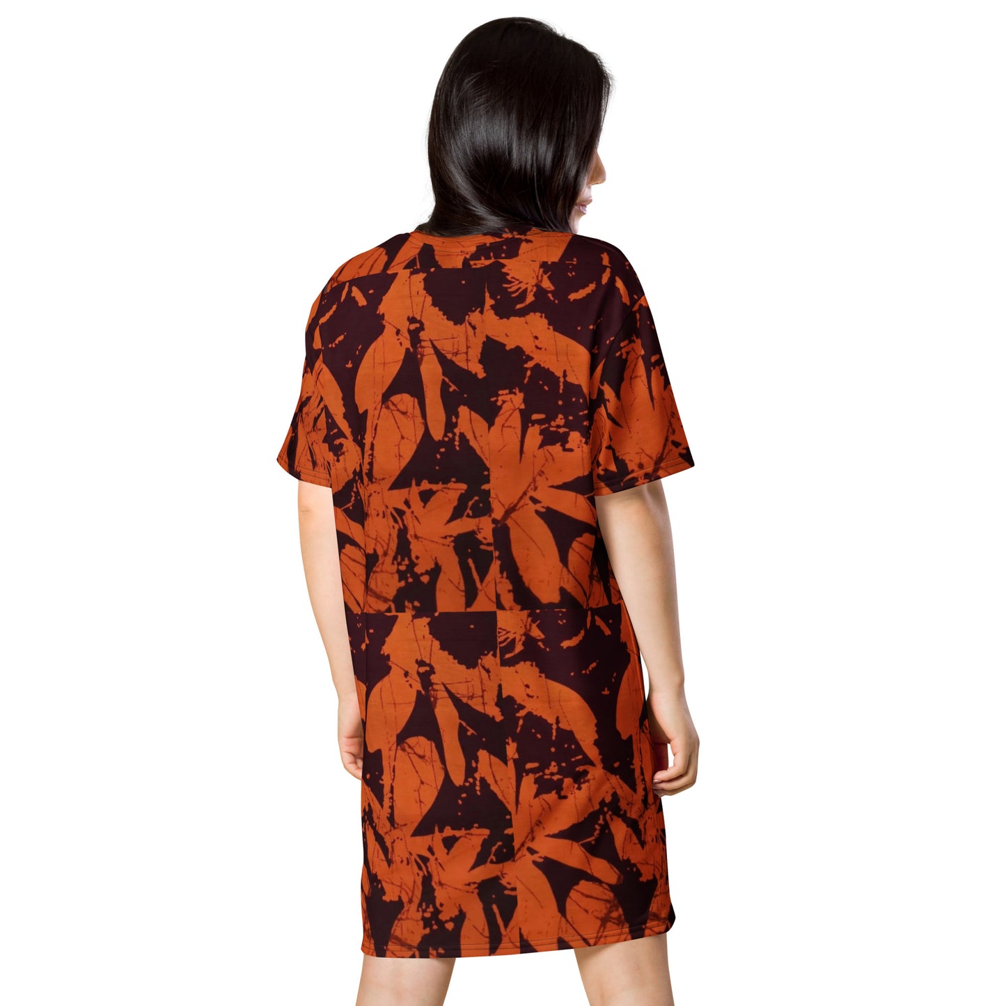 Orange Adire T-shirt Dress