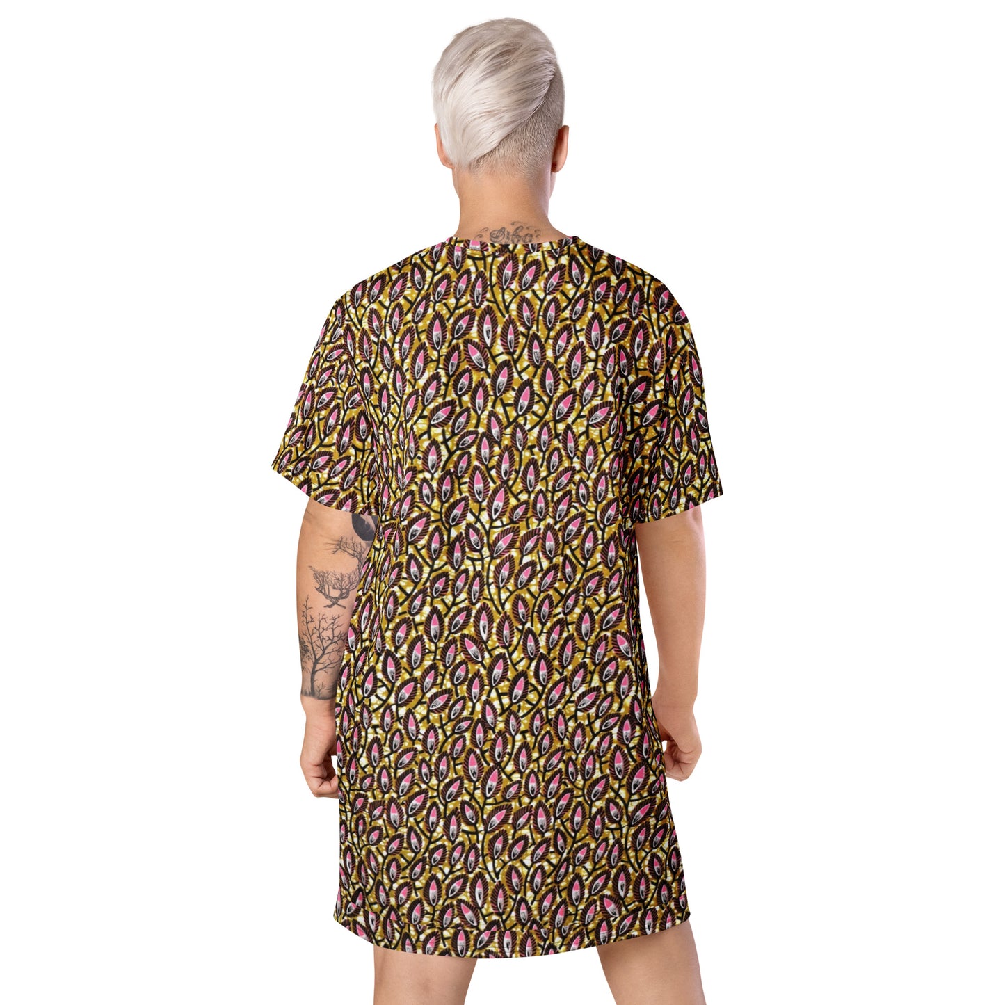 Pink Brown Ankara T-shirt Dress