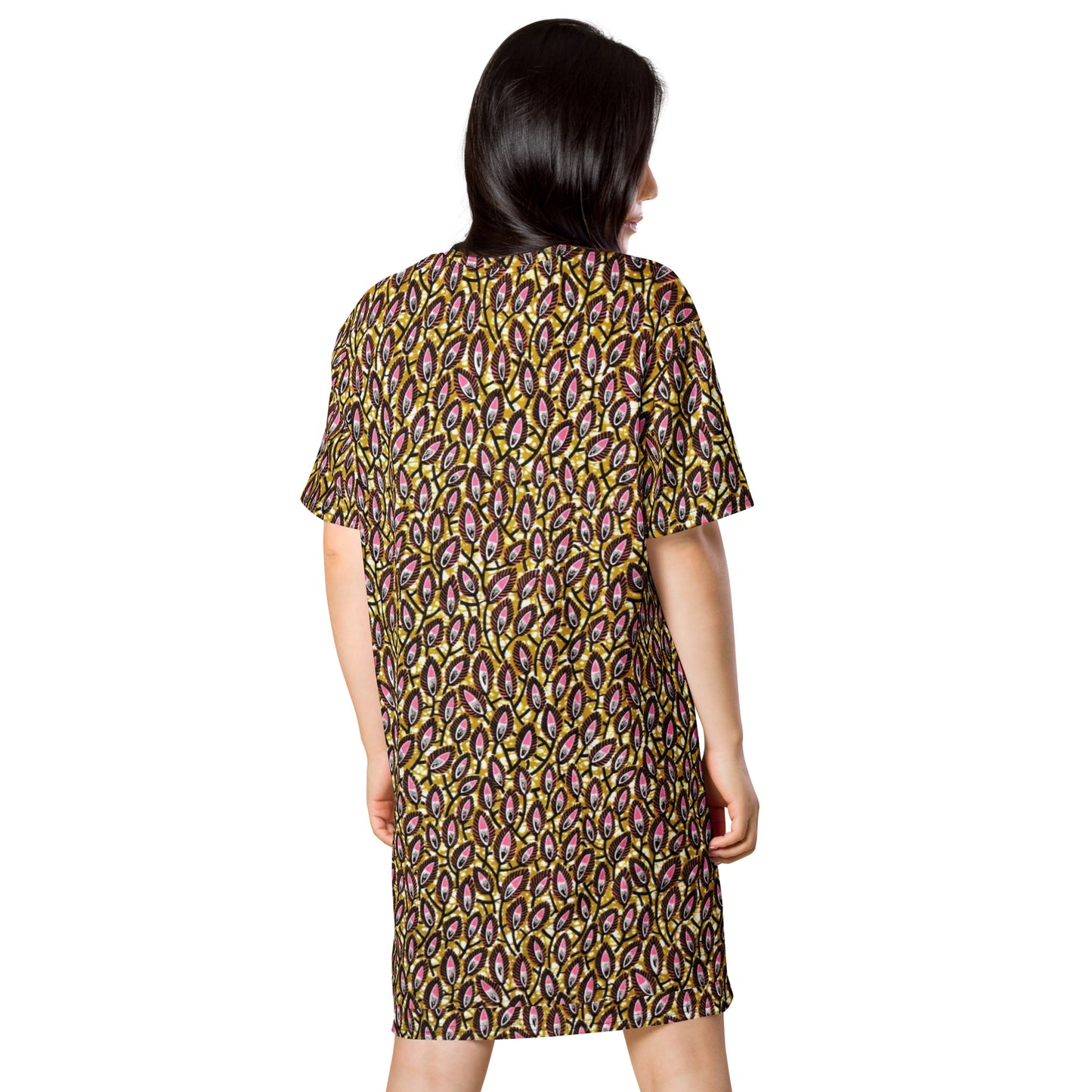 Pink Brown Ankara T-shirt Dress