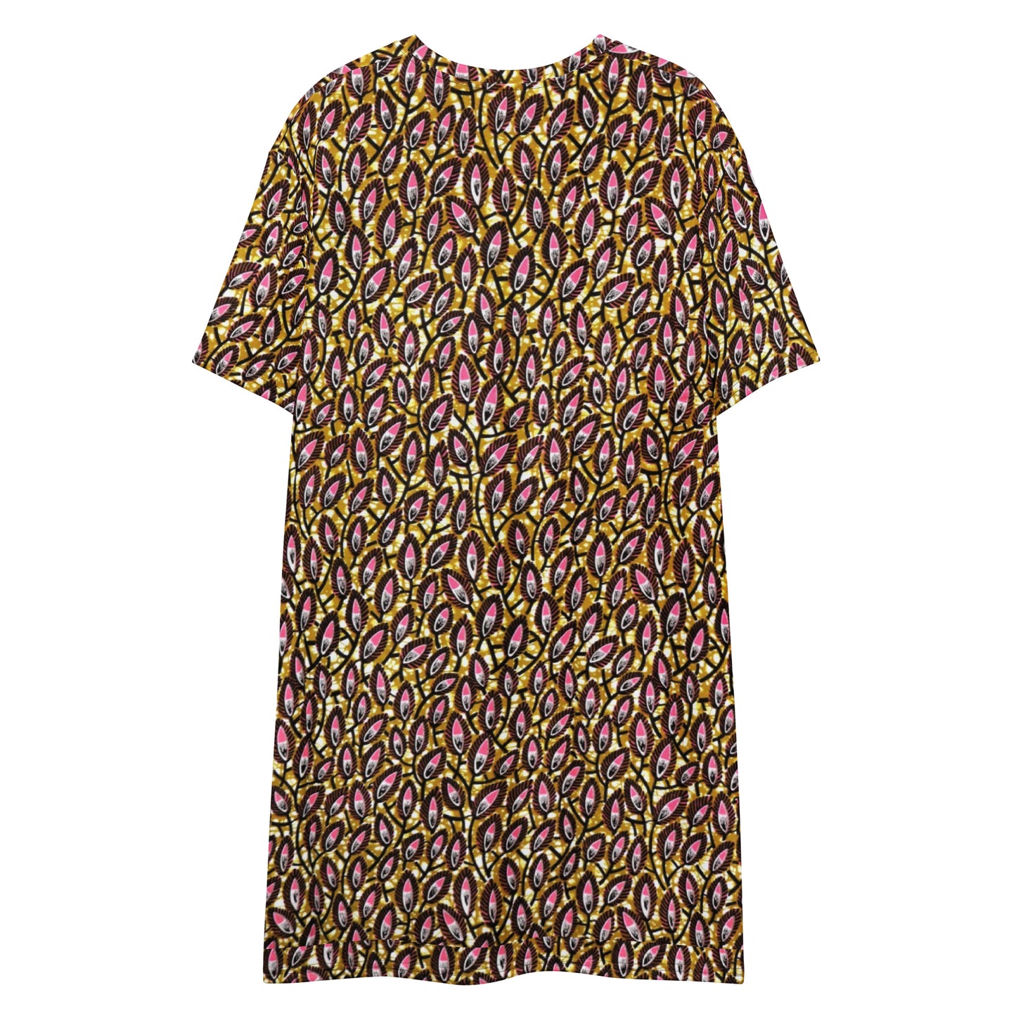 Pink Brown Ankara T-shirt Dress