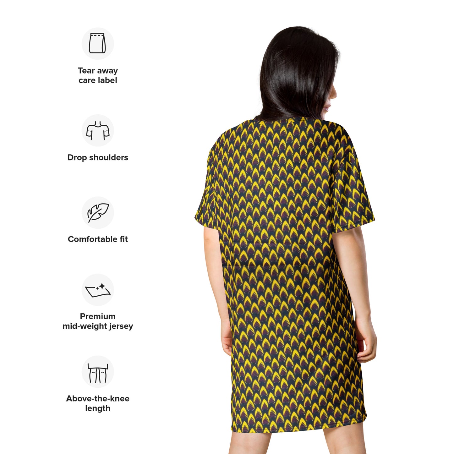 Yellow Flame Ankara T-shirt Dress