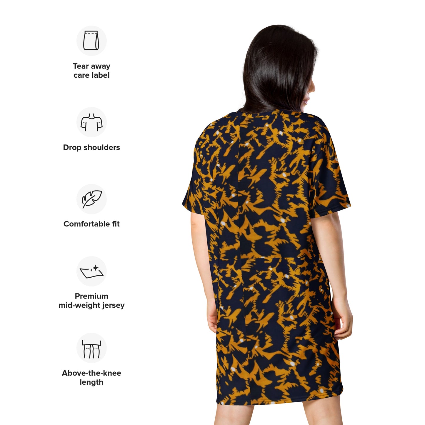 Yellow Leopard Ankara T-shirt Dress