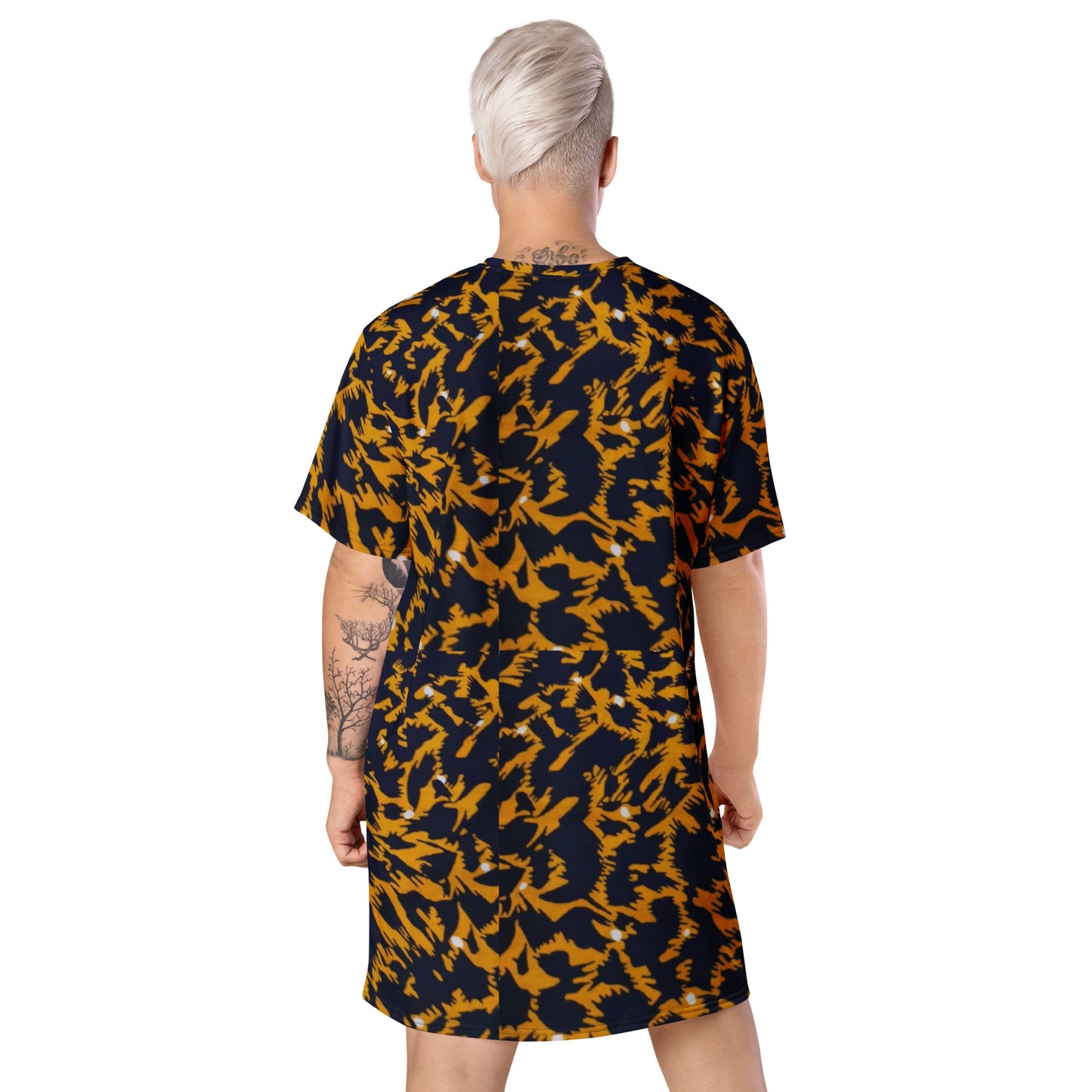 Yellow Leopard Ankara T-shirt Dress