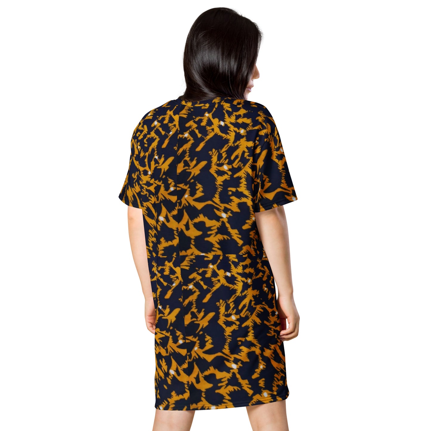 Yellow Leopard Ankara T-shirt Dress