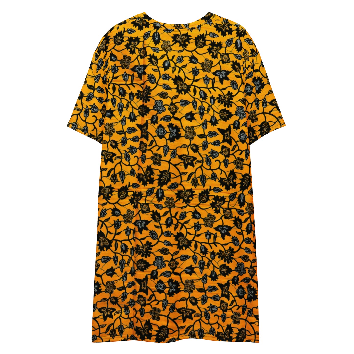 Yellow Leaves Ankara T-shirt Dress