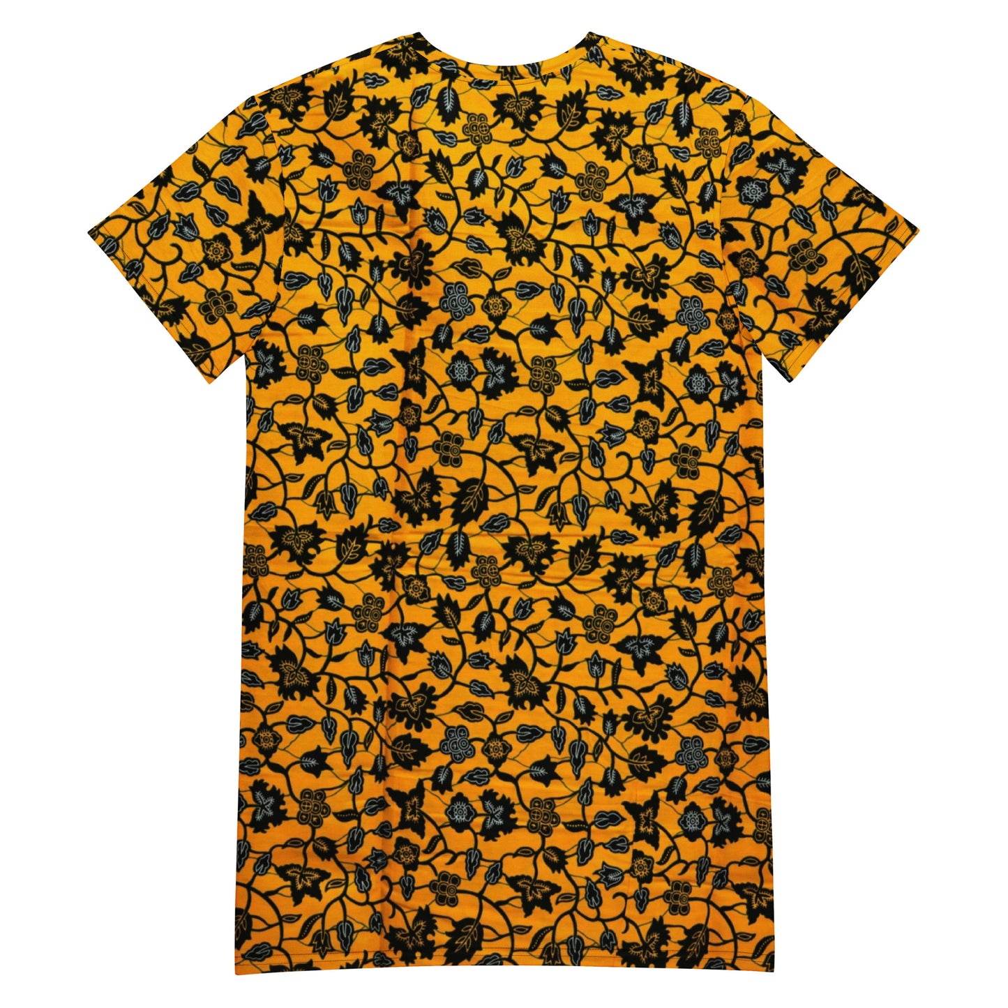 Yellow Leaves Ankara T-shirt Dress