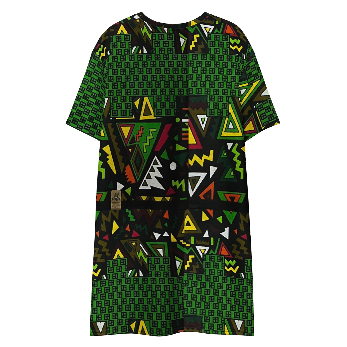 Vibrant Multicolour Green Black Yellow Red Ethnic Ankara T-shirt Dress