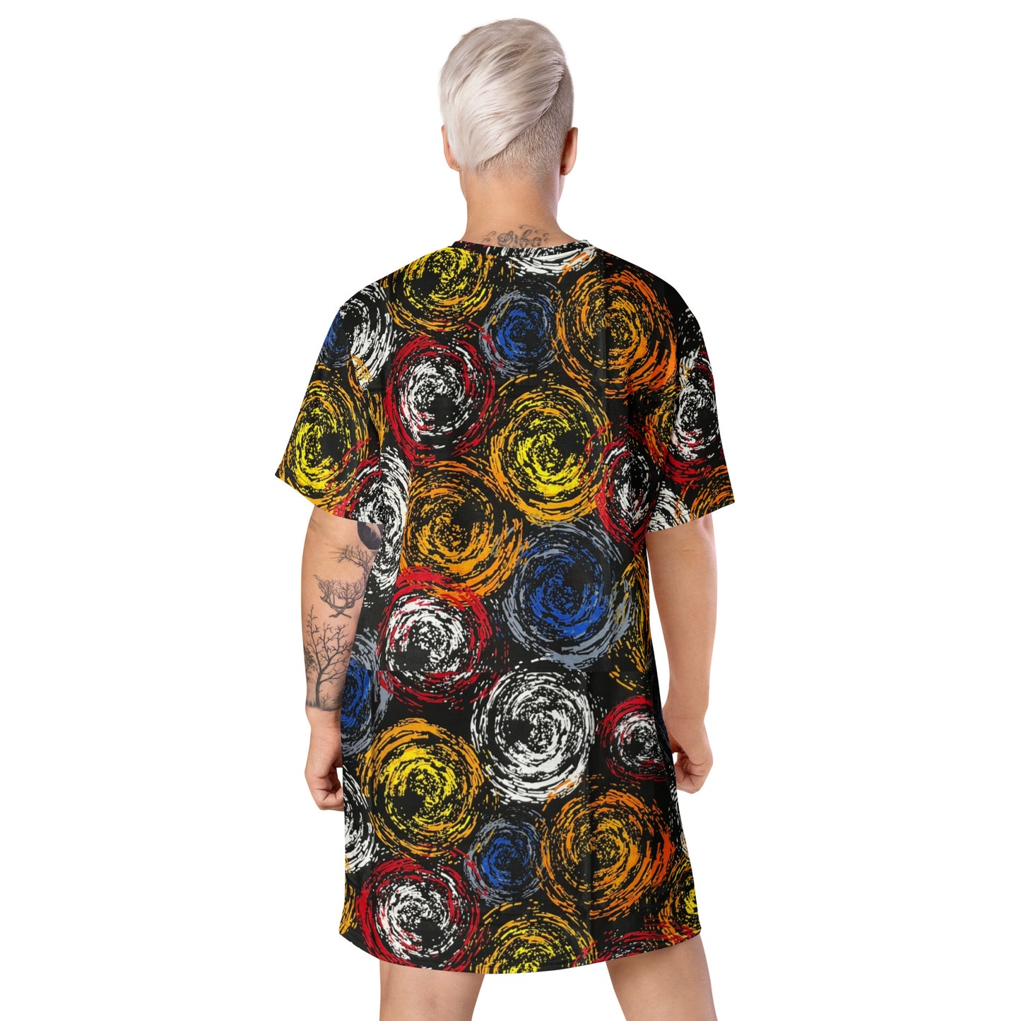 Vibrant Colourful Swirls Ankara T-shirt Dress