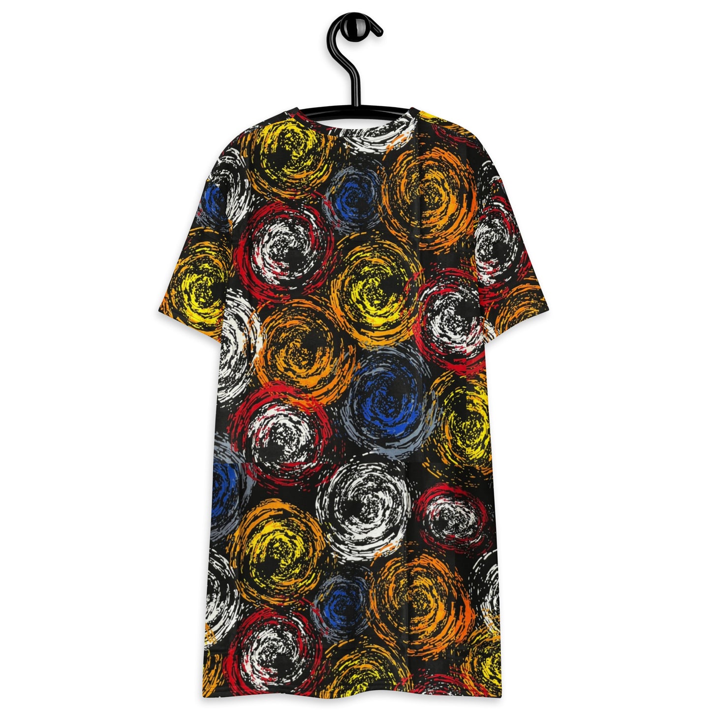 Vibrant Colourful Swirls Ankara T-shirt Dress