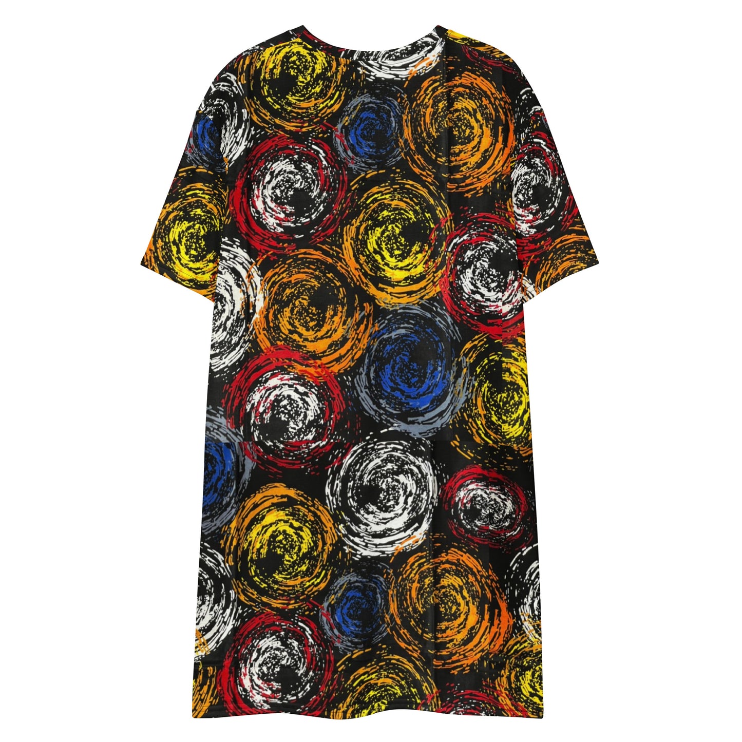 Vibrant Colourful Swirls Ankara T-shirt Dress