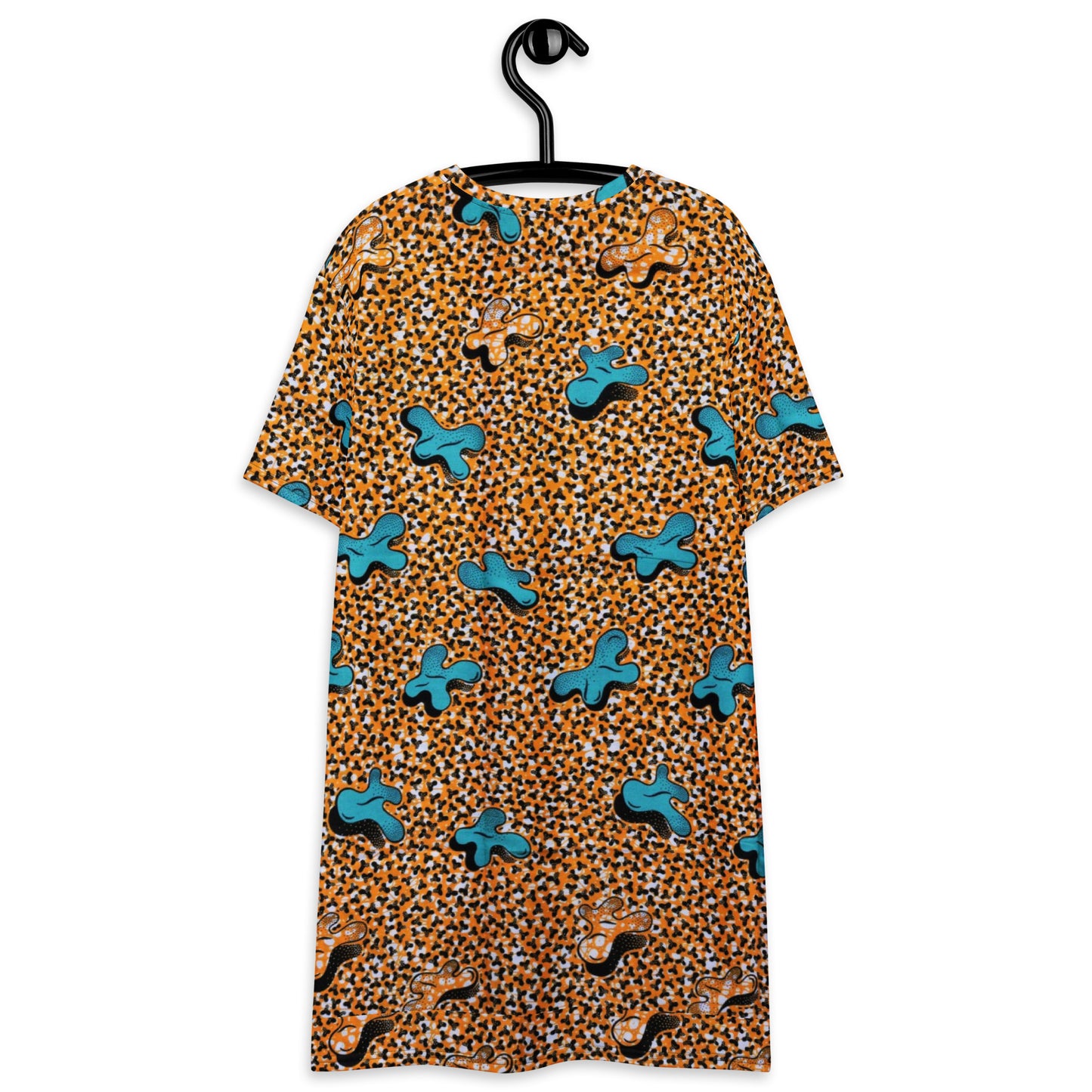 Sky Blue Pale Orange Ankara T-shirt Dress