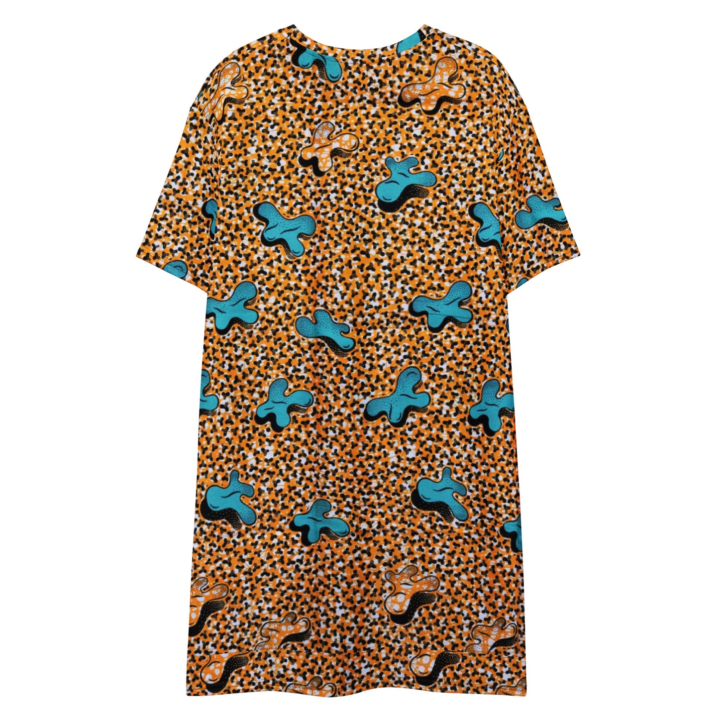 Sky Blue Pale Orange Ankara T-shirt Dress