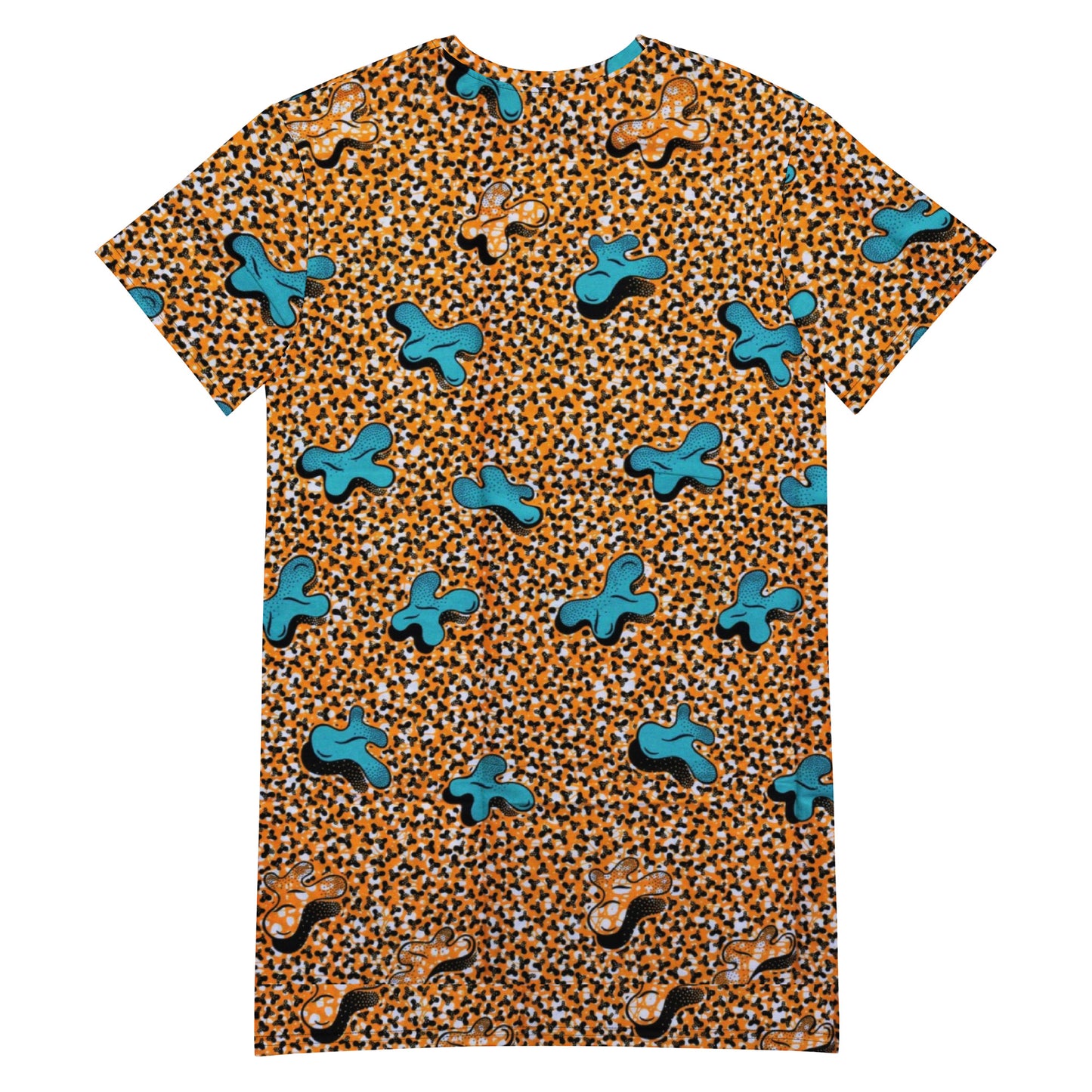 Sky Blue Pale Orange Ankara T-shirt Dress