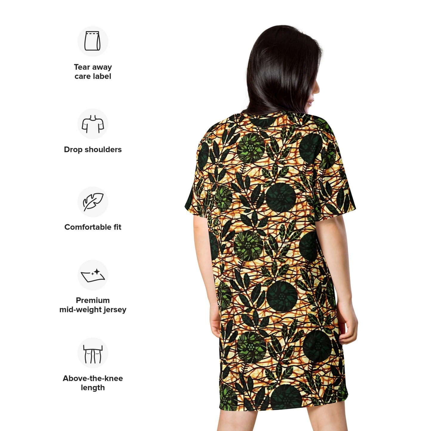 Green Leaf Wine Ankara T-shirt Dress