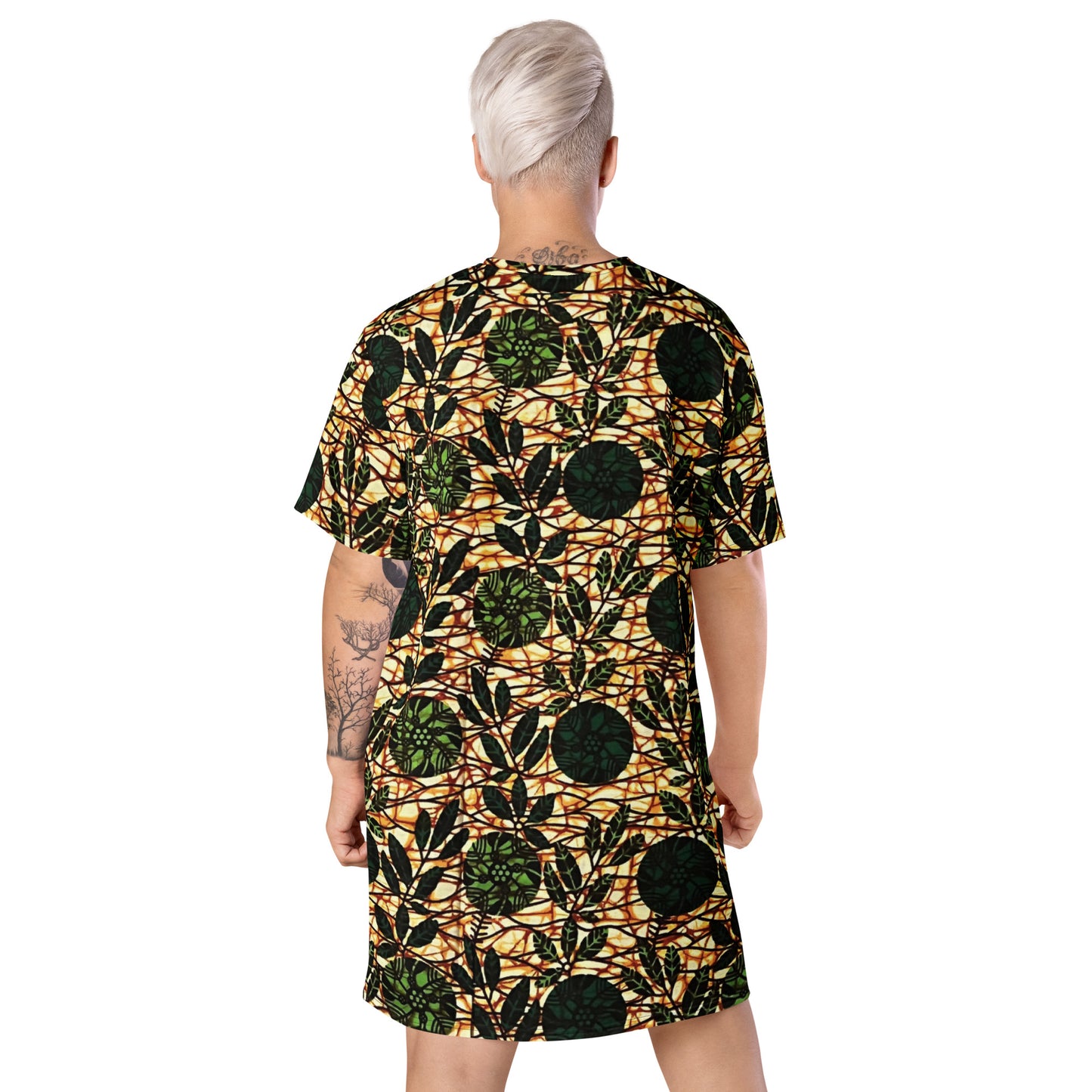 Green Leaf Wine Ankara T-shirt Dress