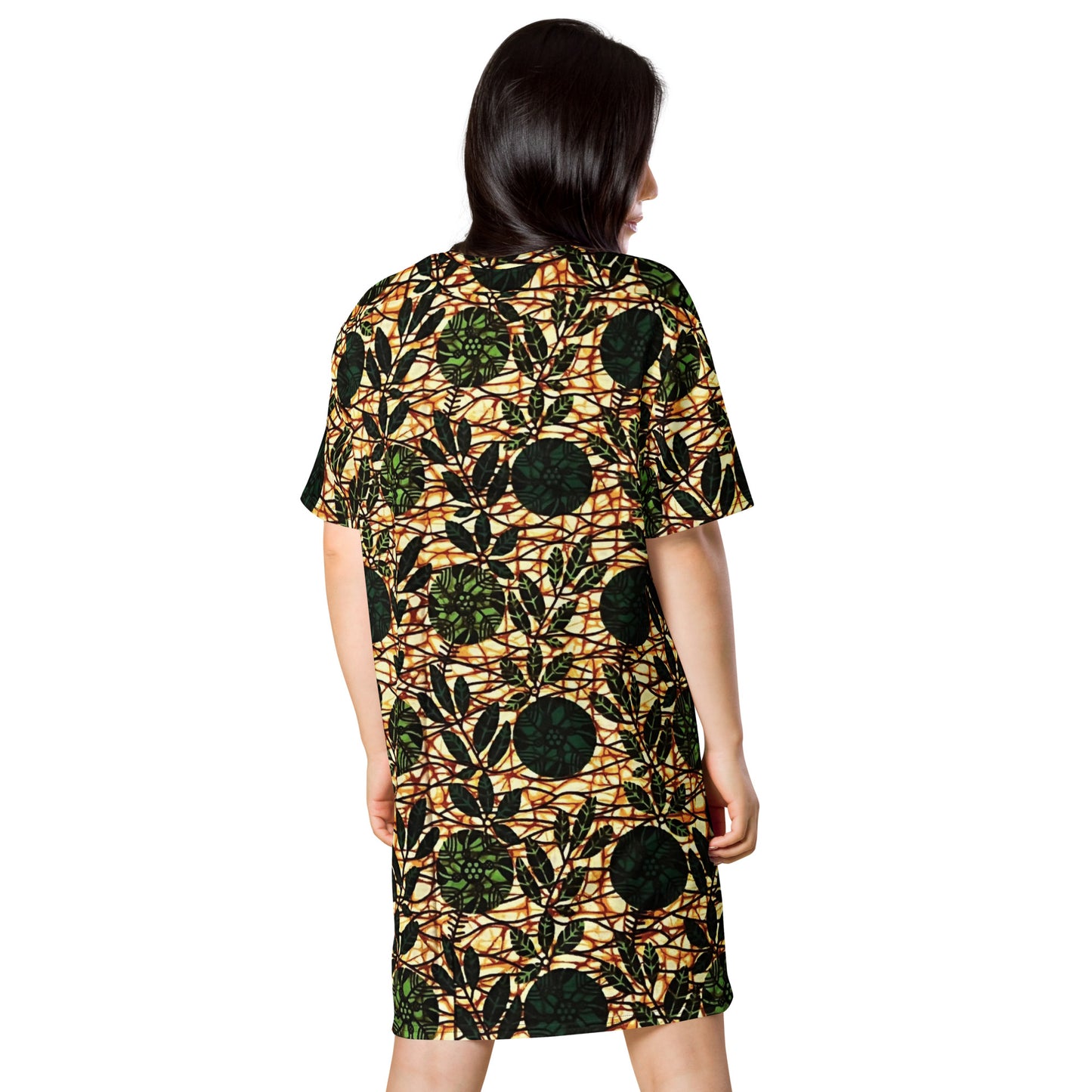 Green Leaf Wine Ankara T-shirt Dress