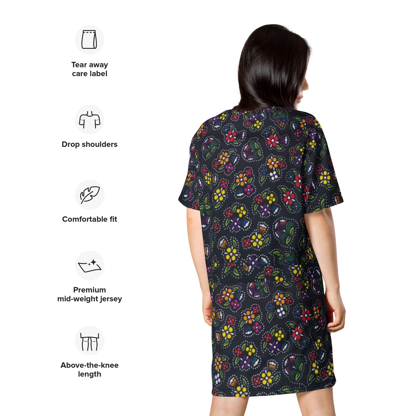 Multicolour Dark Ankara T-shirt Dress