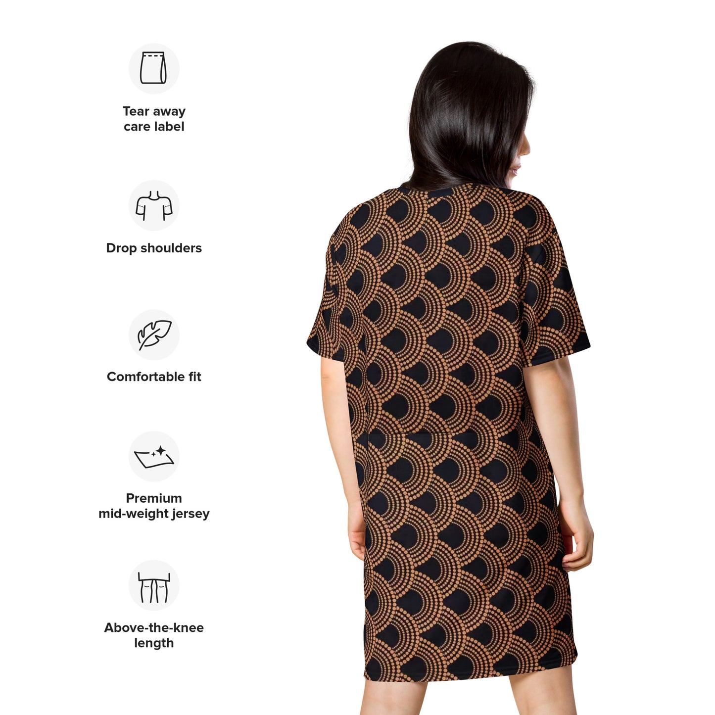 Brown Abstract Ankara T-shirt Dress