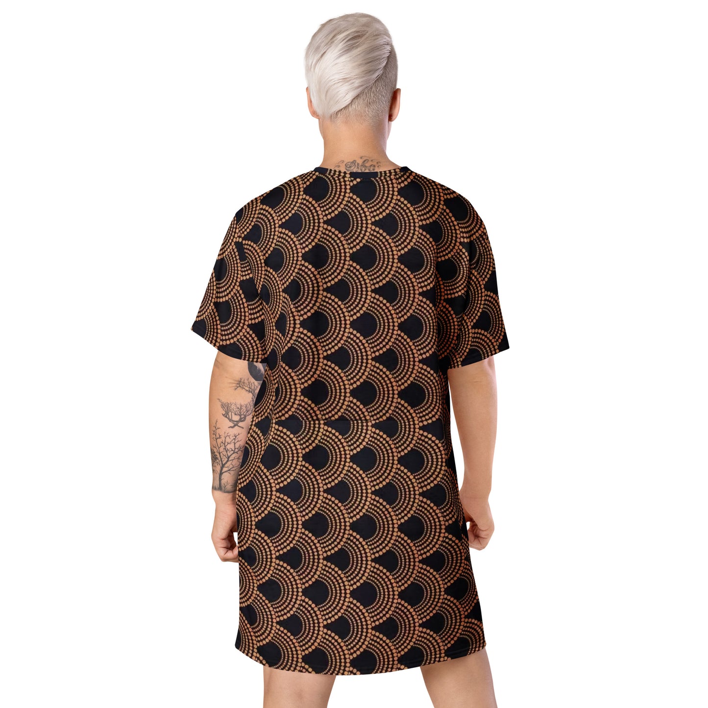 Brown Abstract Ankara T-shirt Dress