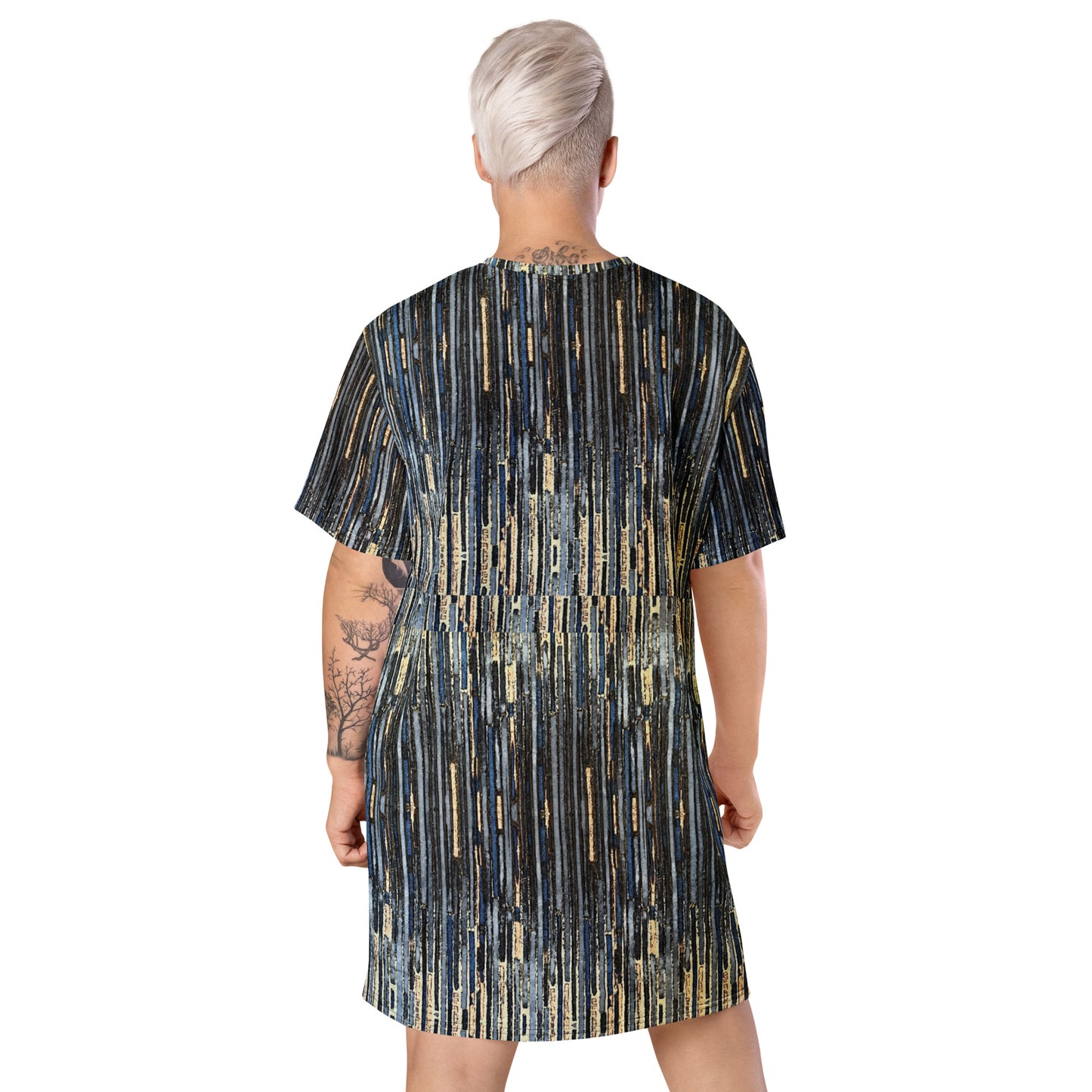 Blue Peach Stripes Ankara T-shirt Dress