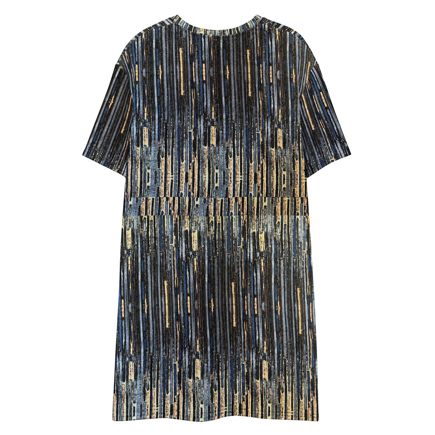 Blue Peach Stripes Ankara T-shirt Dress