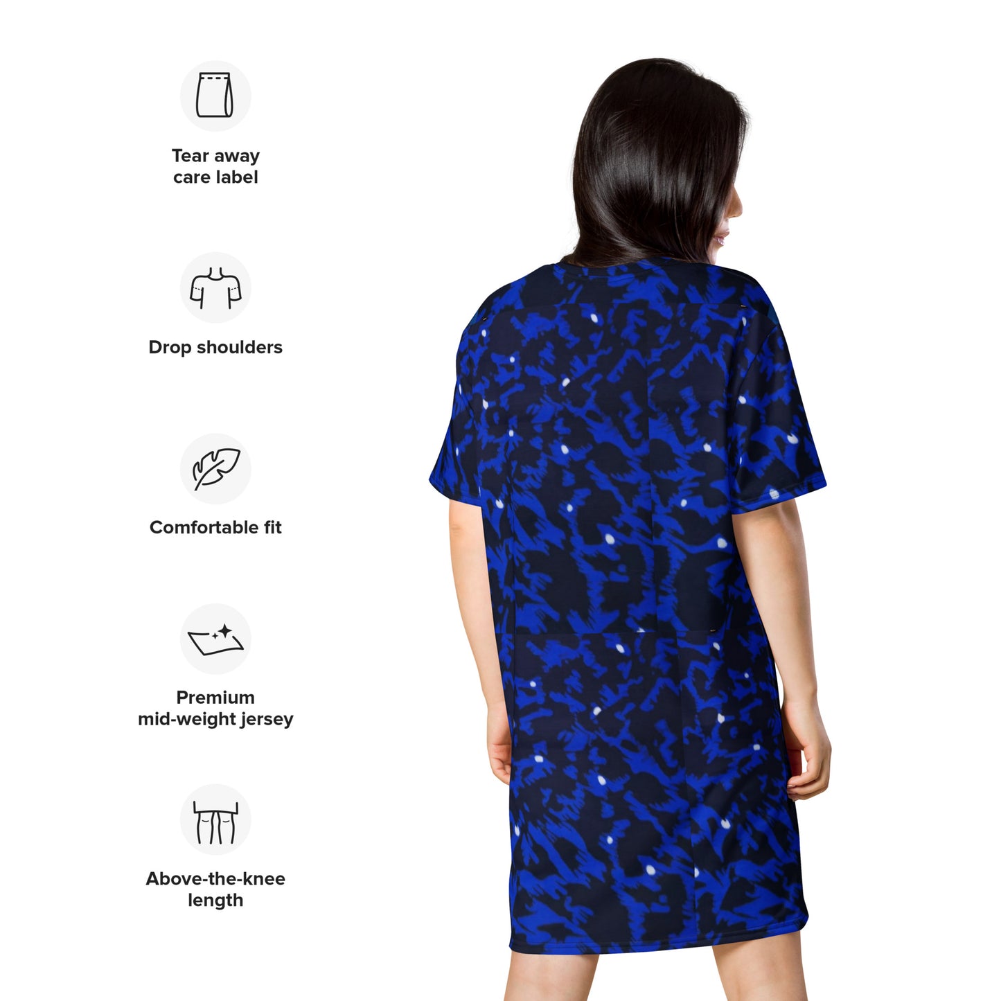 Blue Leopard Ankara T-shirt Dress