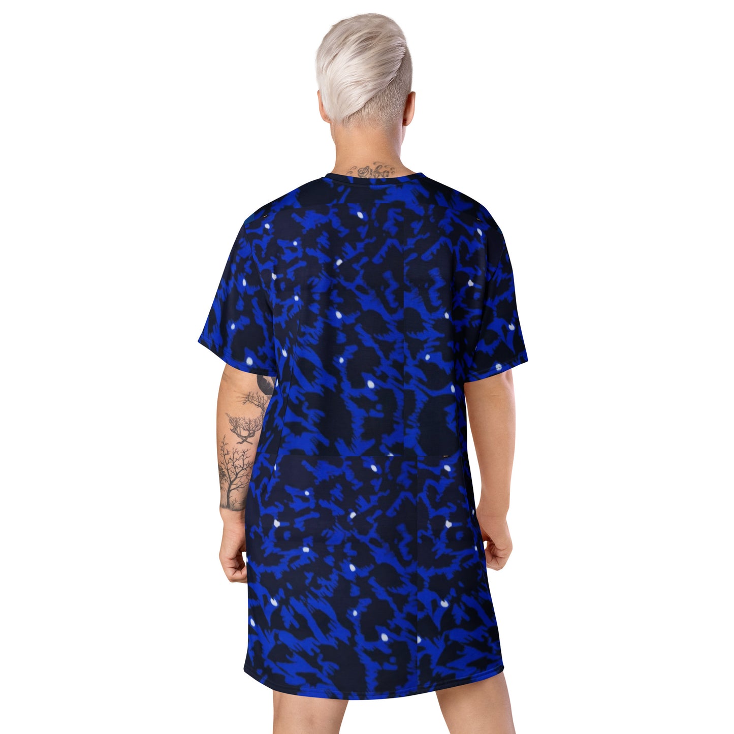 Blue Leopard Ankara T-shirt Dress