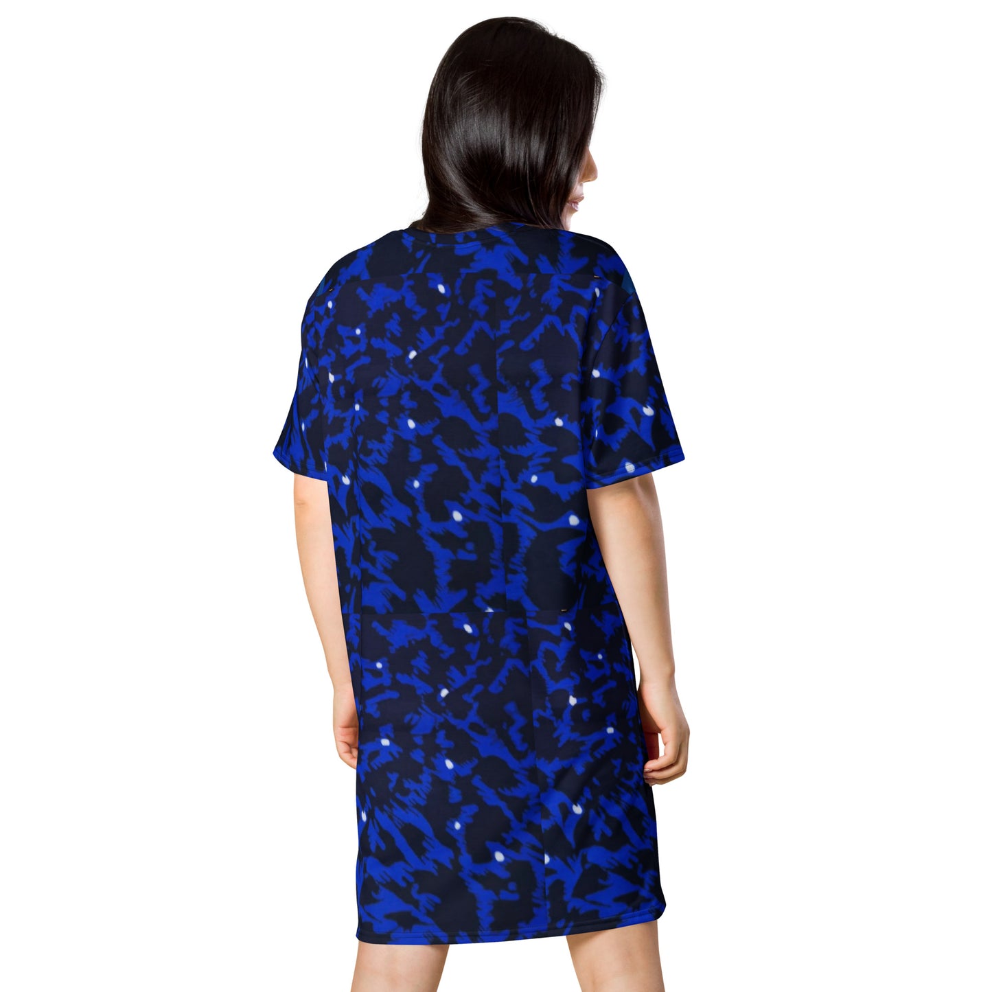 Blue Leopard Ankara T-shirt Dress