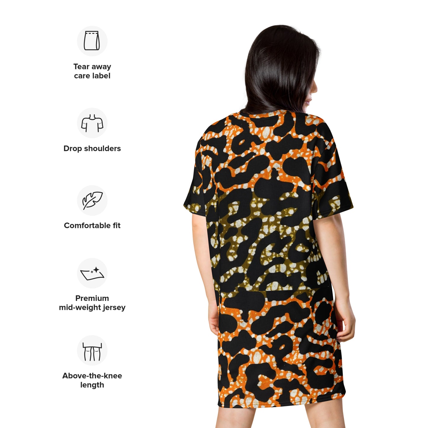 Green Orange Leopard T-Shirt Dress