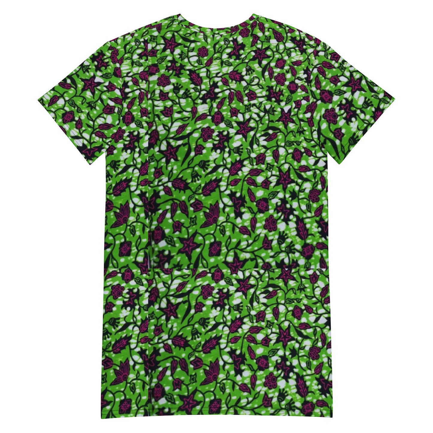 Green Burgundy Ankara T-shirt Dress