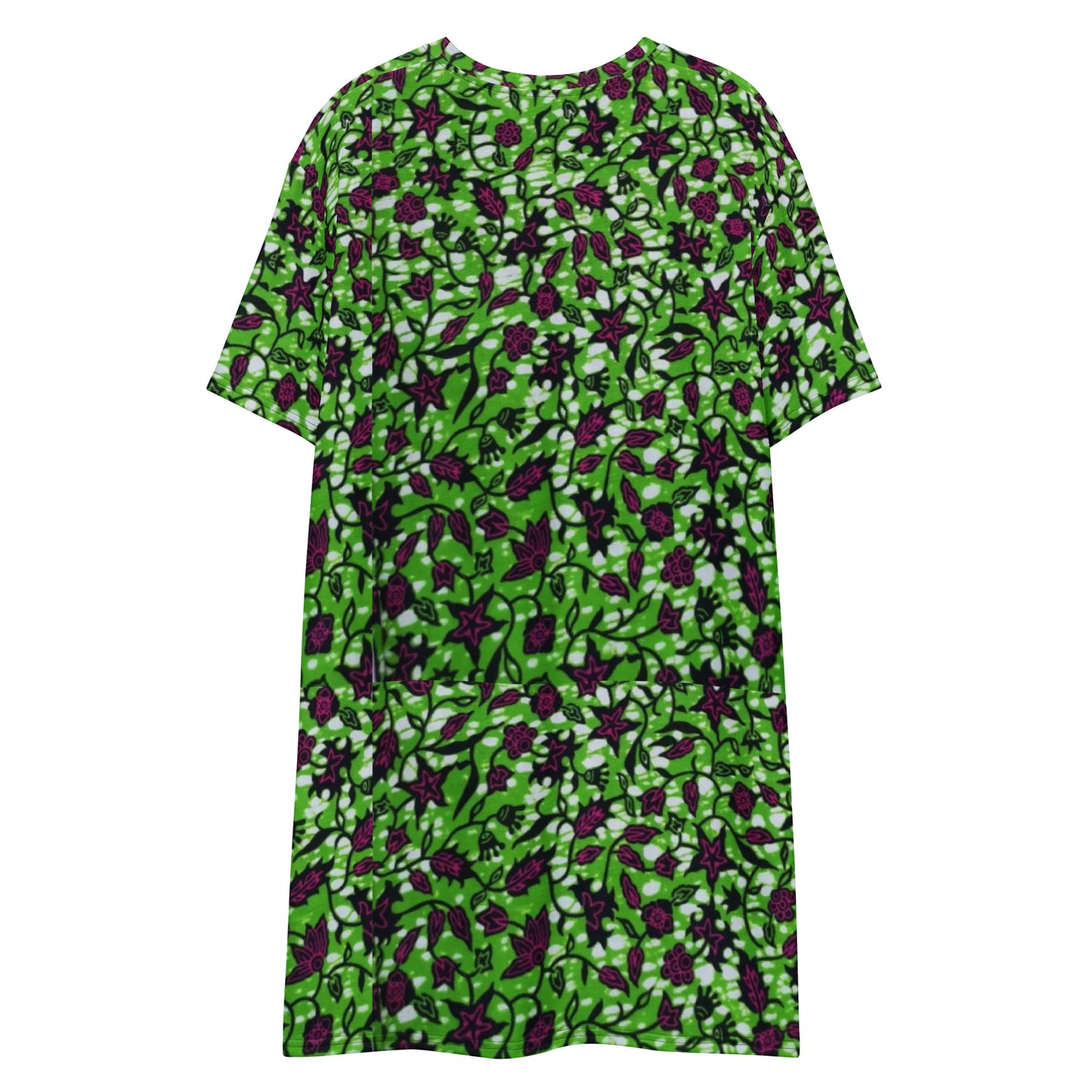 Green Burgundy Ankara T-shirt Dress