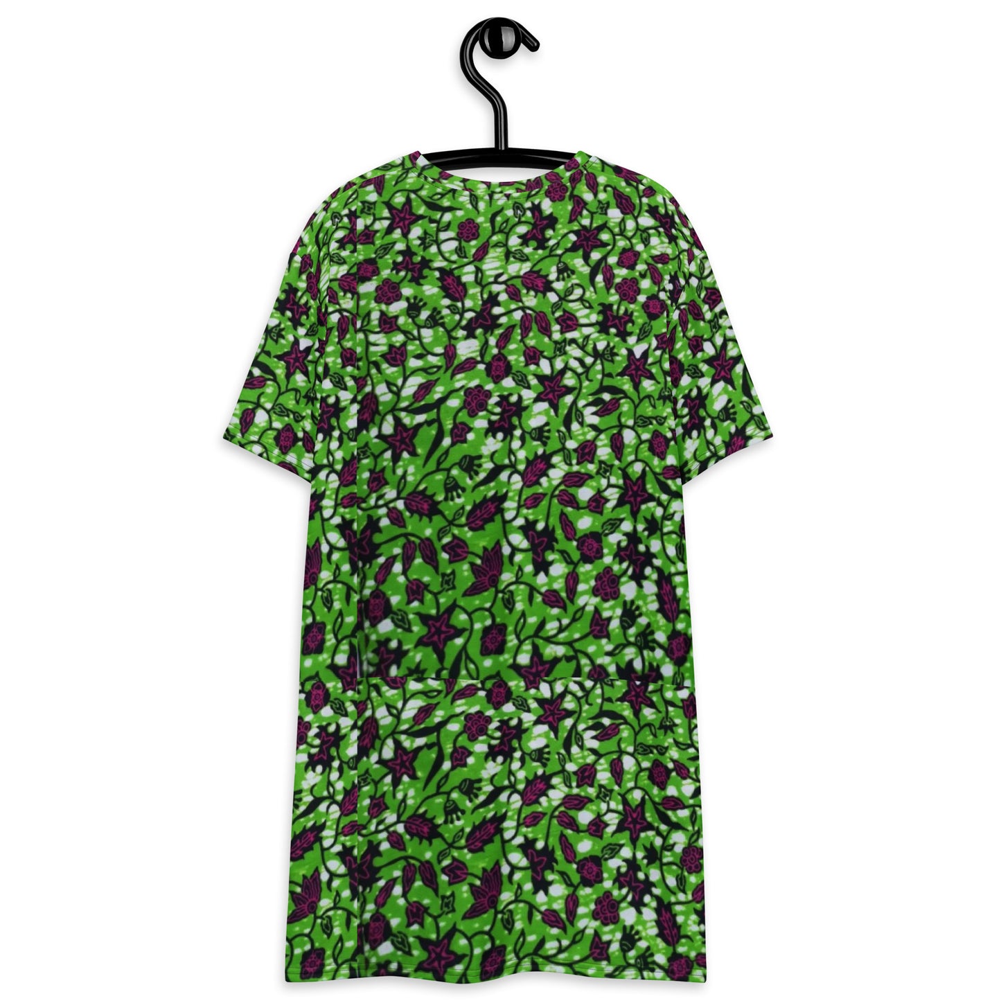 Green Burgundy Ankara T-shirt Dress