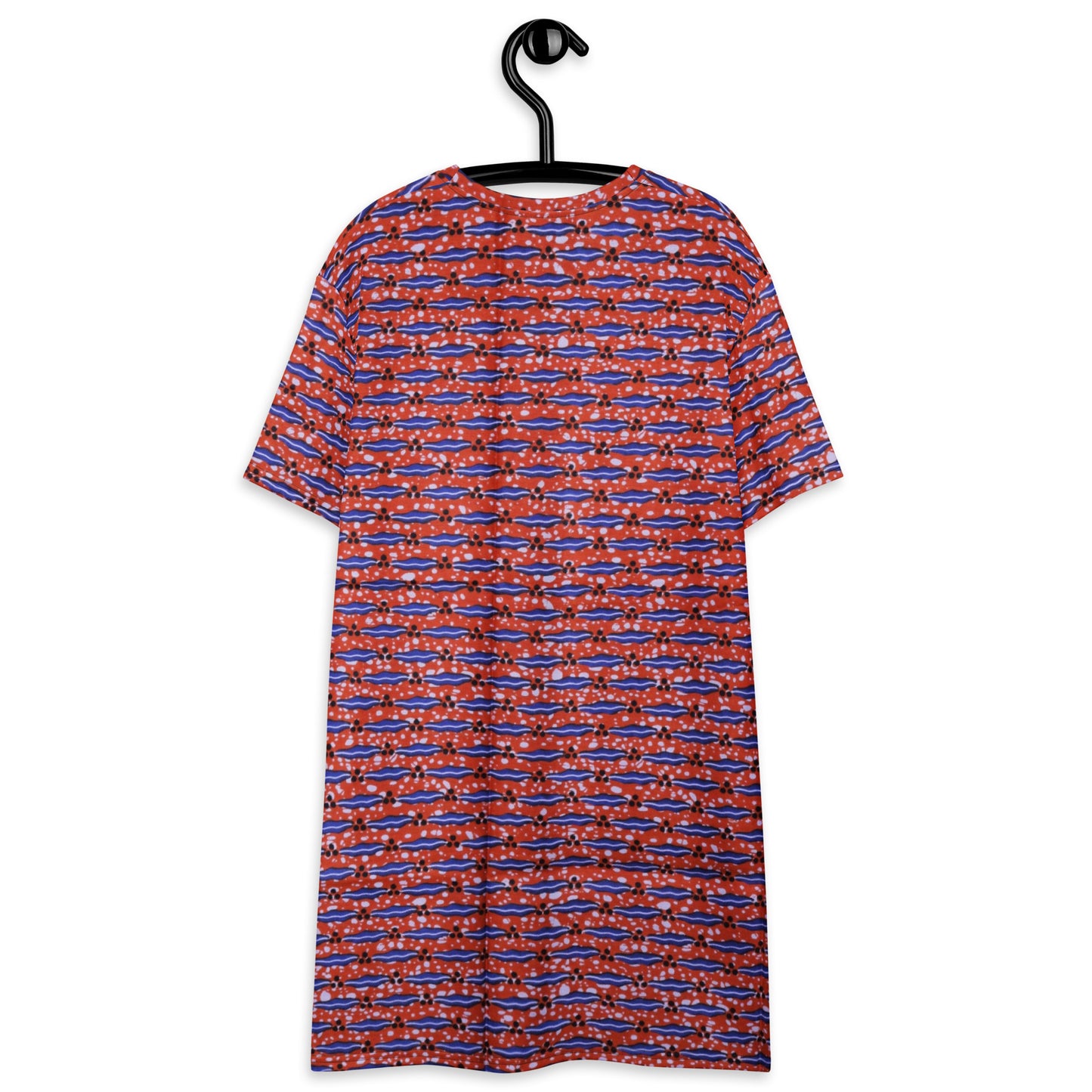 Blue On Peach Ankara T-shirt Dress