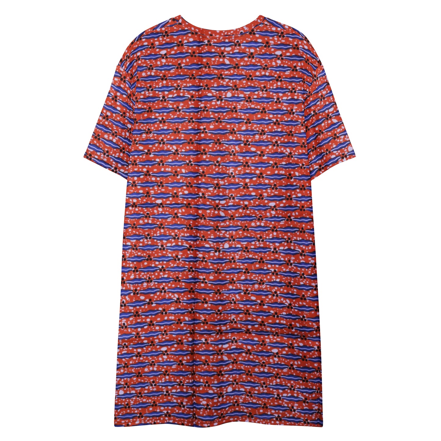 Blue On Peach Ankara T-shirt Dress