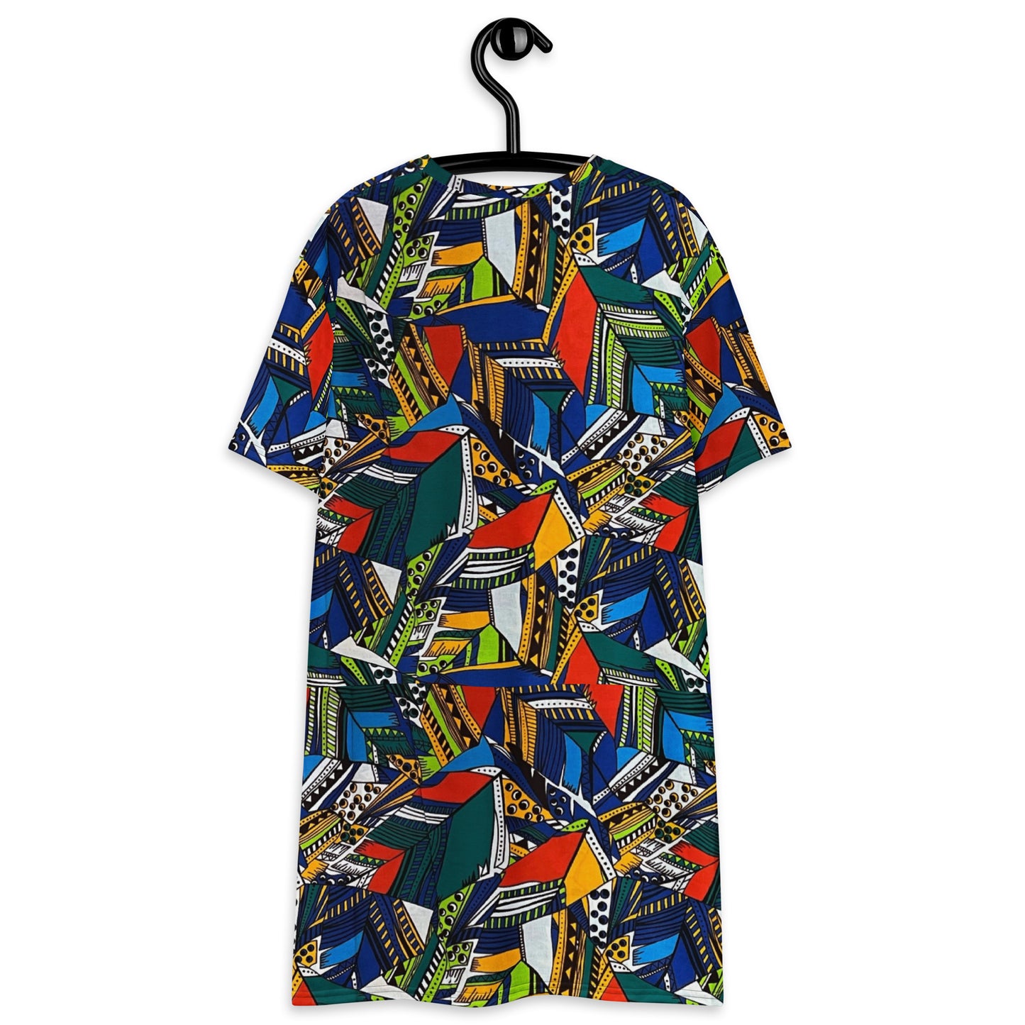 Multicolour Shapes Ankara T-Shirt Dress