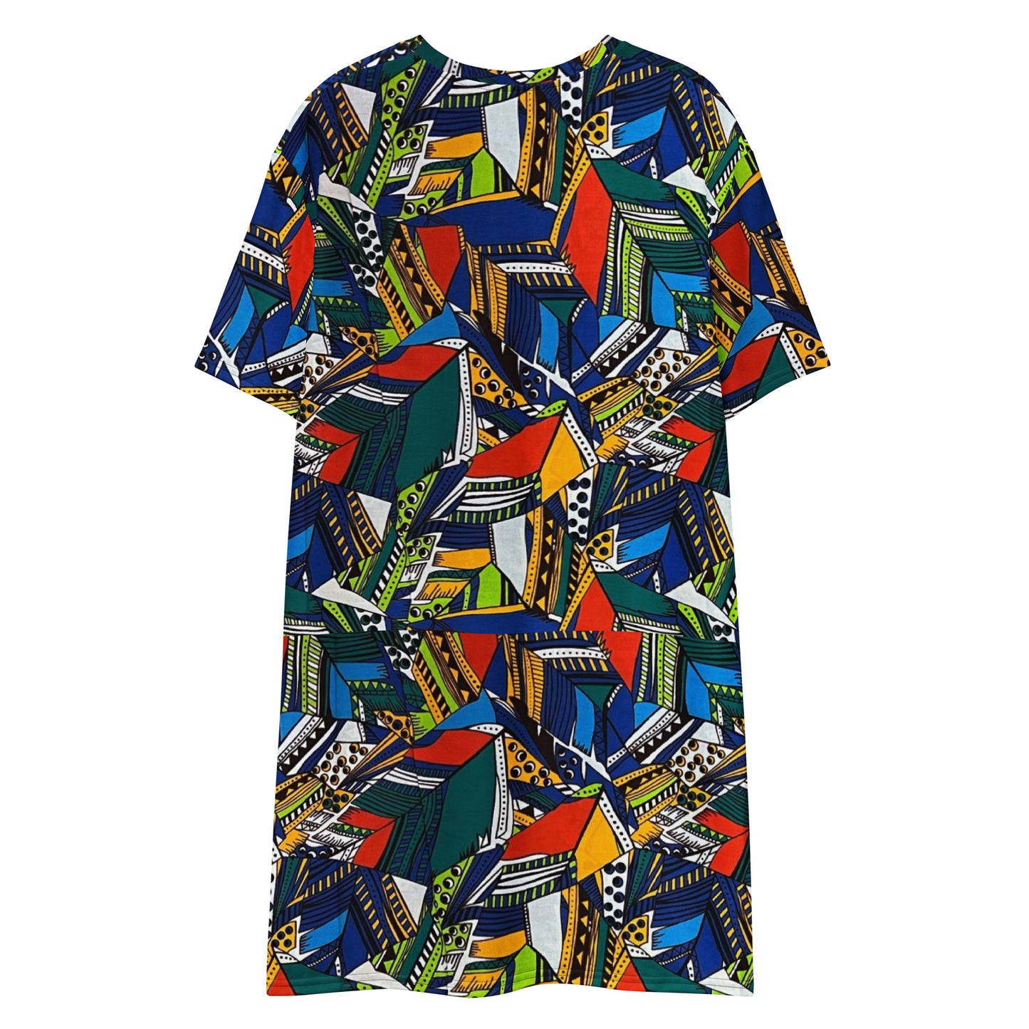 Multicolour Shapes Ankara T-Shirt Dress