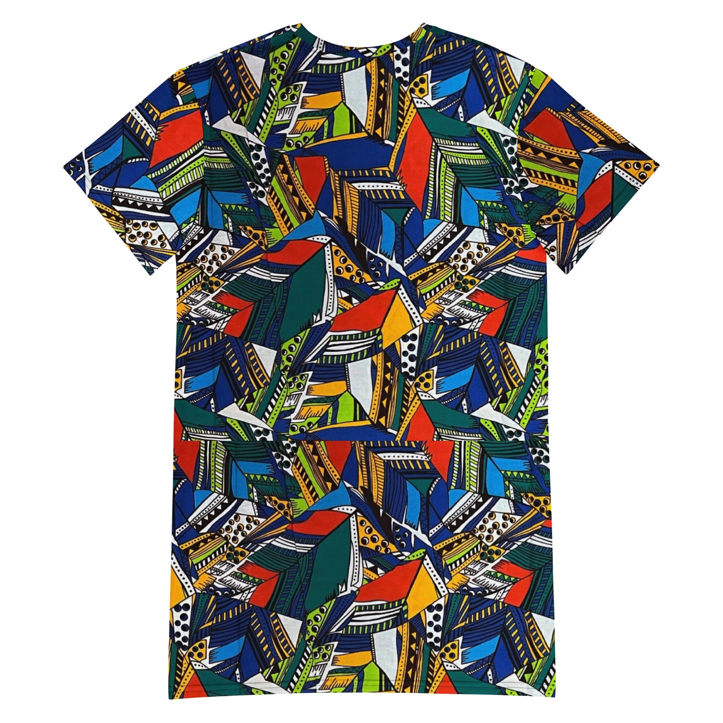 Multicolour Shapes Ankara T-Shirt Dress