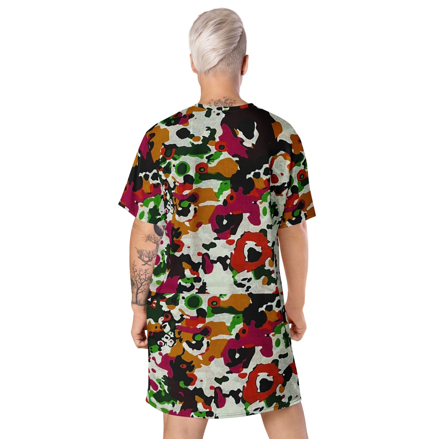 Multicolour Paint Ankara T-Shirt Dress