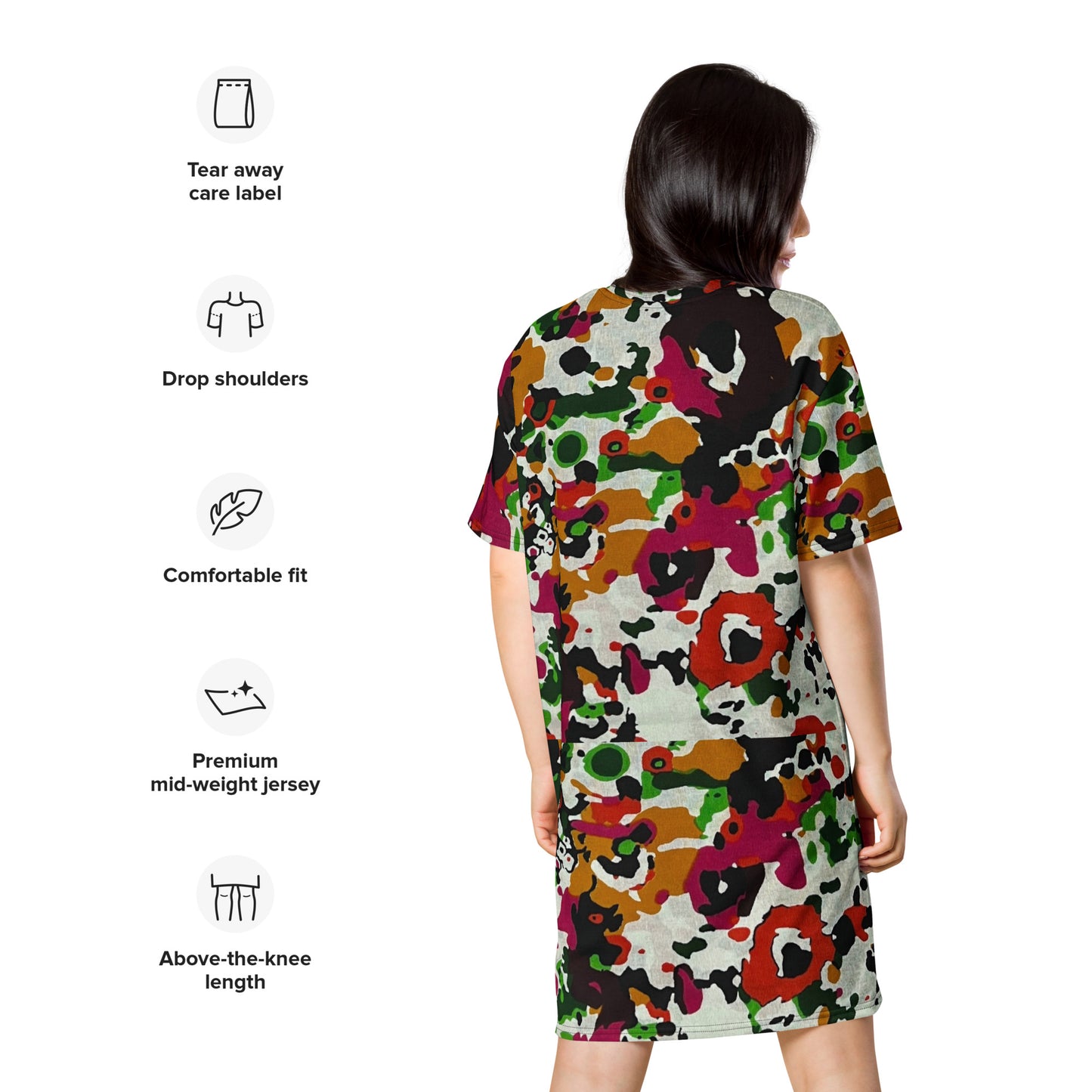 Multicolour Paint Ankara T-Shirt Dress